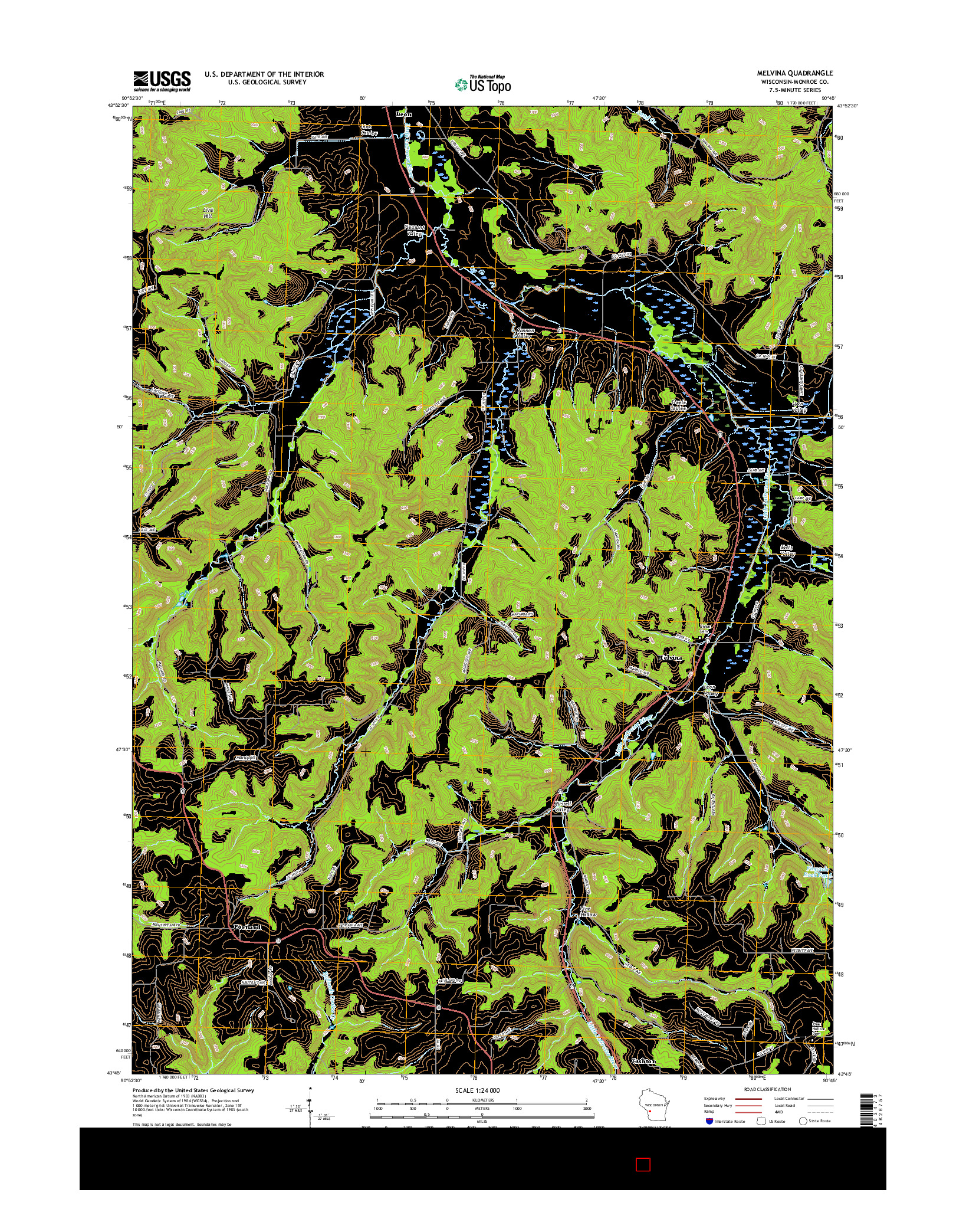 USGS US TOPO 7.5-MINUTE MAP FOR MELVINA, WI 2016