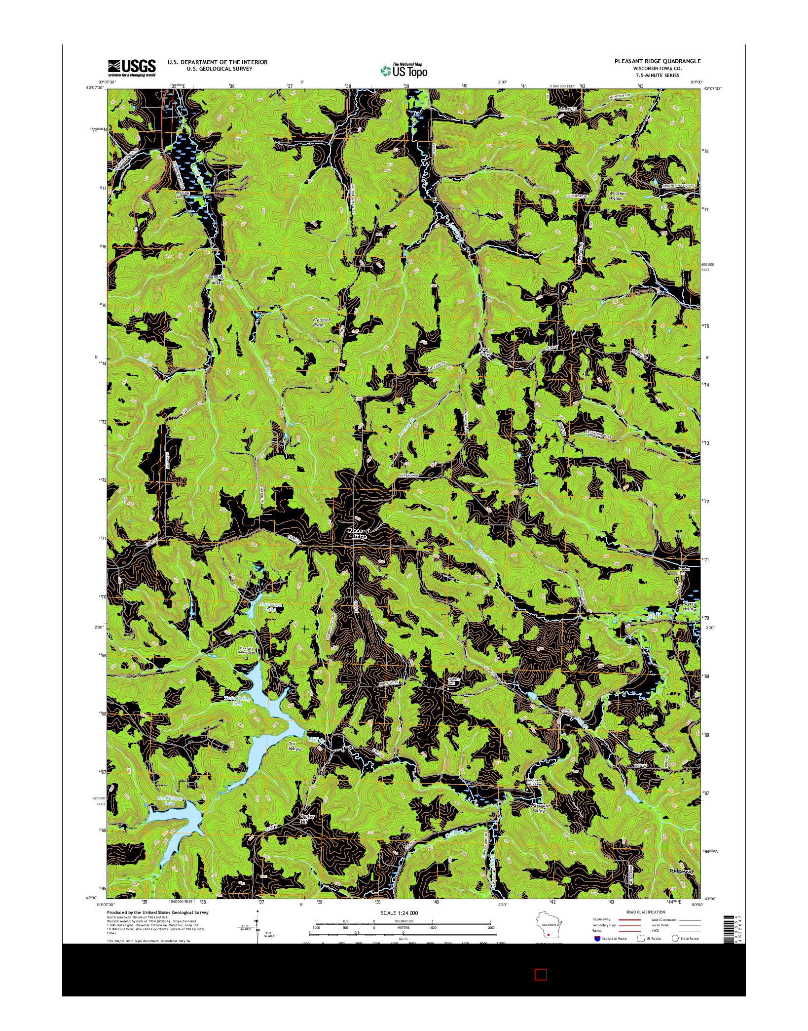 USGS US TOPO 7.5-MINUTE MAP FOR PLEASANT RIDGE, WI 2016