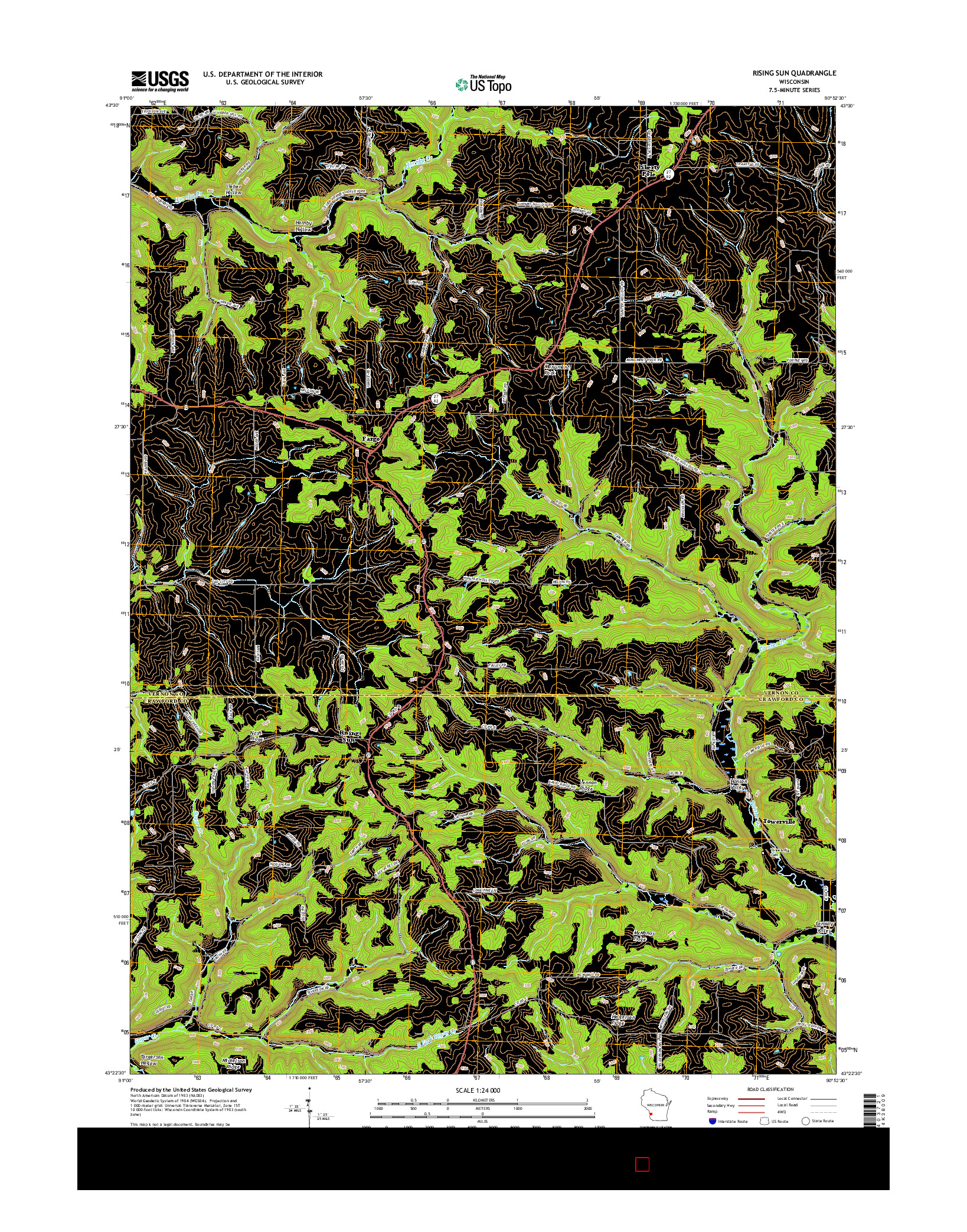USGS US TOPO 7.5-MINUTE MAP FOR RISING SUN, WI 2016