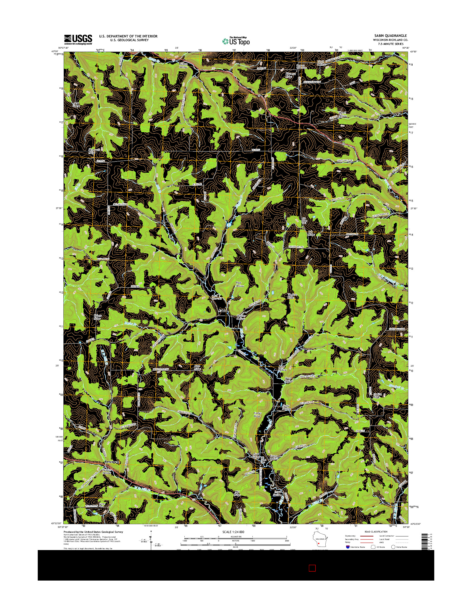 USGS US TOPO 7.5-MINUTE MAP FOR SABIN, WI 2016