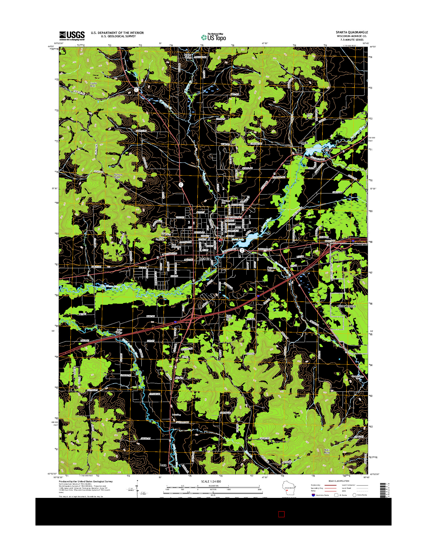 USGS US TOPO 7.5-MINUTE MAP FOR SPARTA, WI 2016
