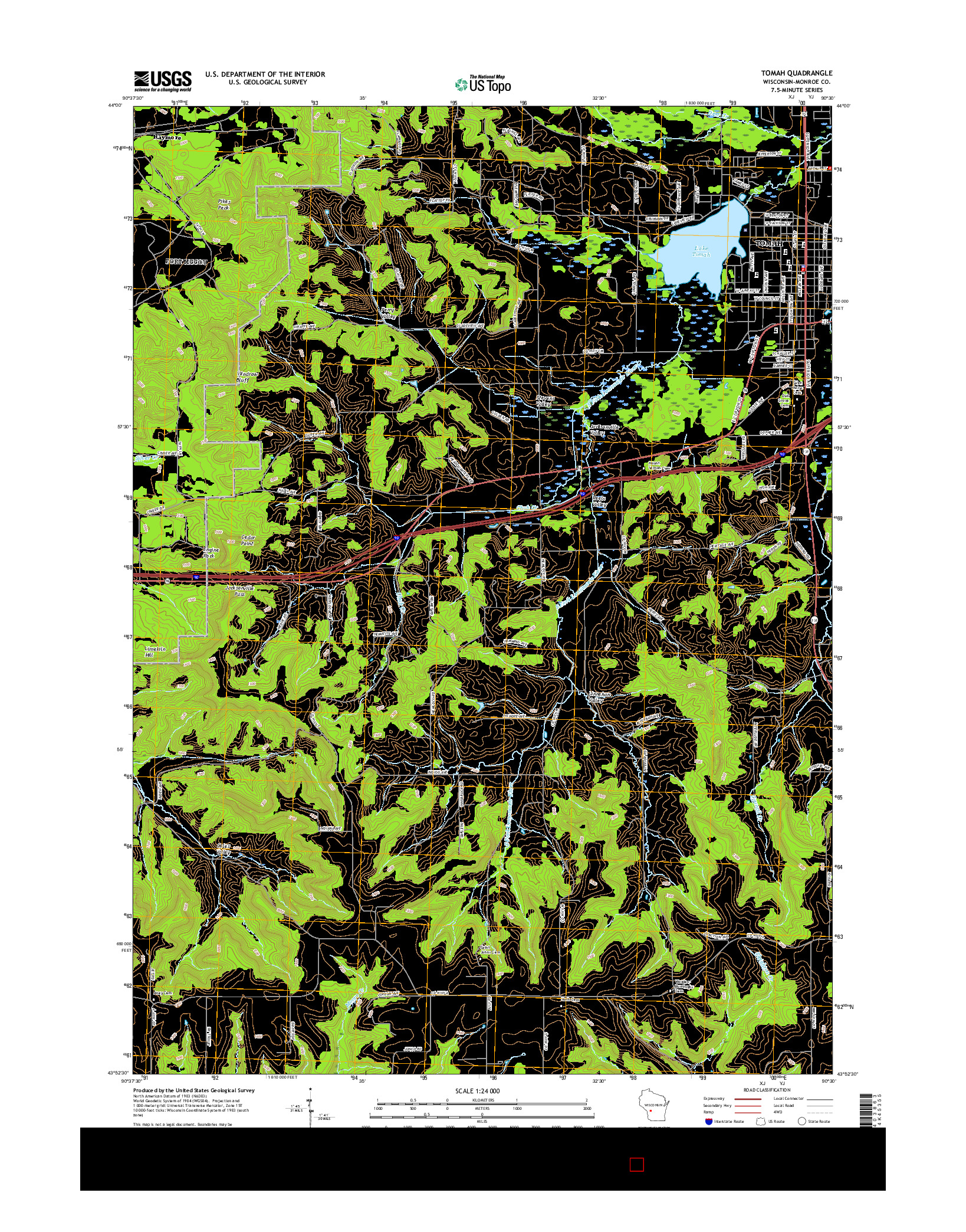 USGS US TOPO 7.5-MINUTE MAP FOR TOMAH, WI 2016