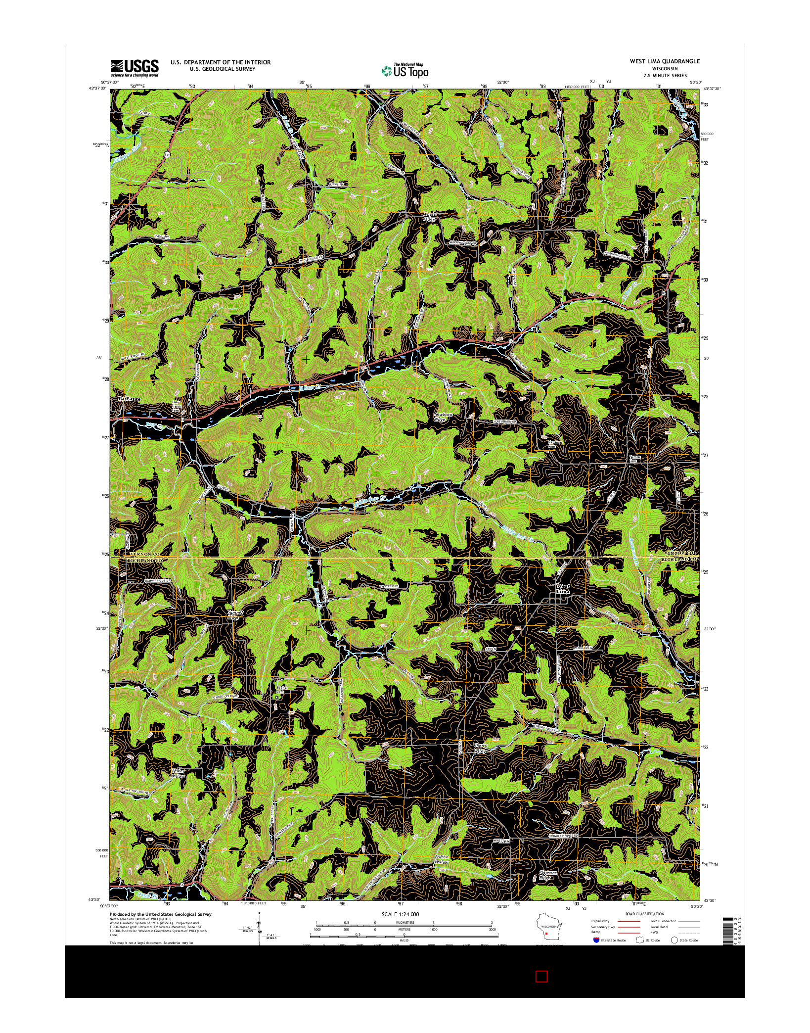 USGS US TOPO 7.5-MINUTE MAP FOR WEST LIMA, WI 2016