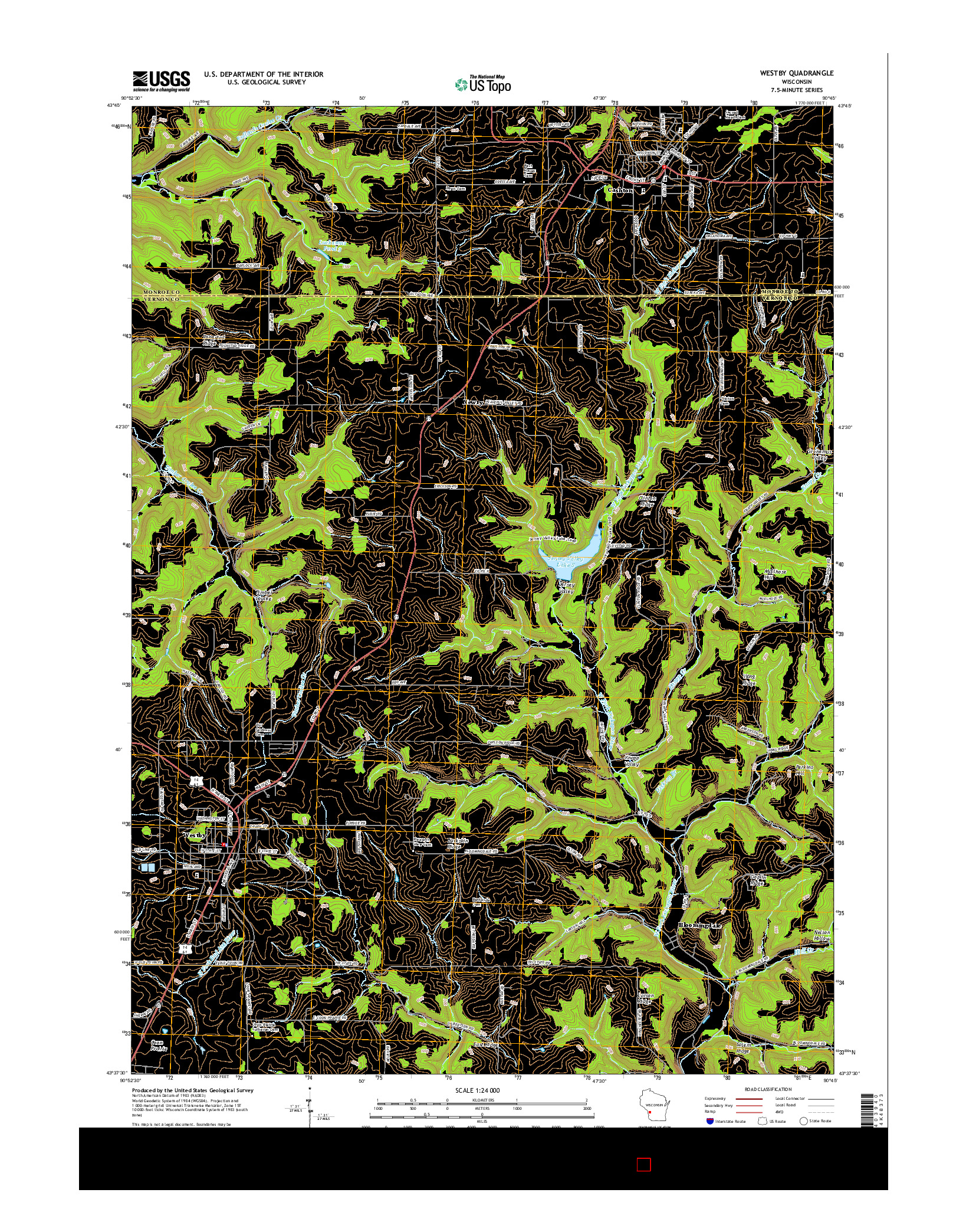 USGS US TOPO 7.5-MINUTE MAP FOR WESTBY, WI 2016