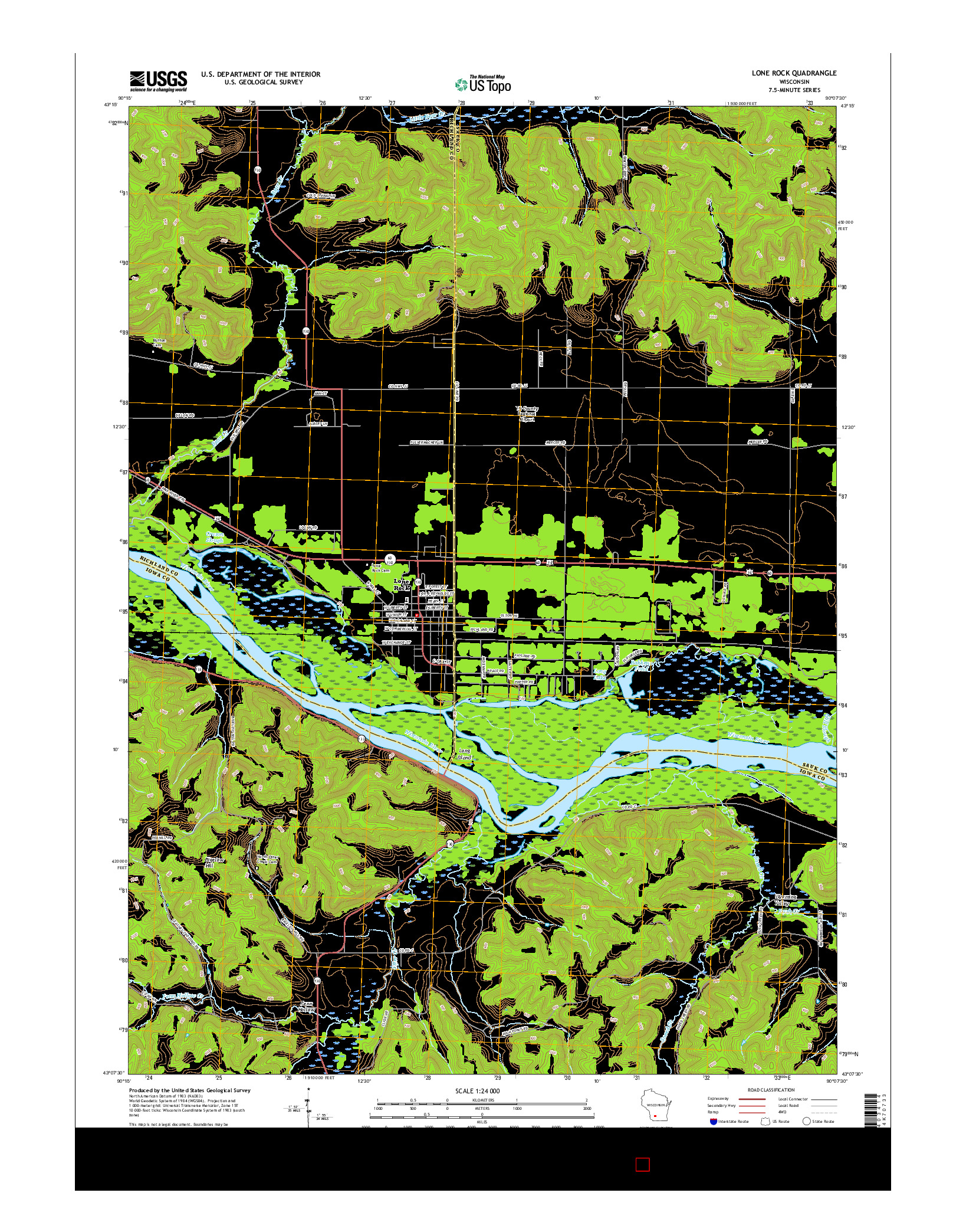 USGS US TOPO 7.5-MINUTE MAP FOR LONE ROCK, WI 2016