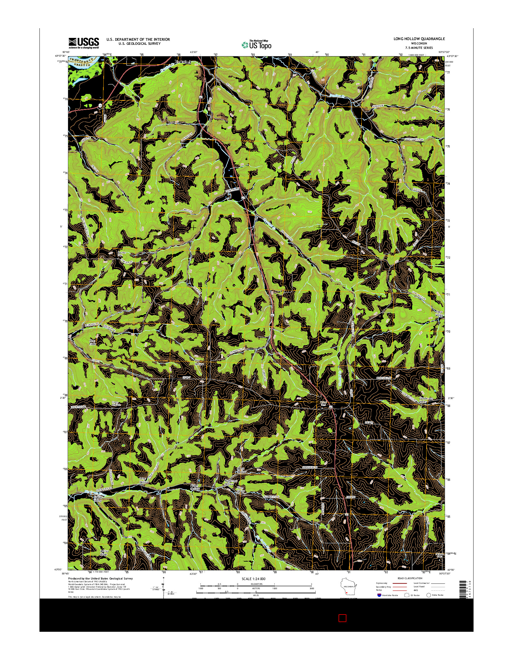 USGS US TOPO 7.5-MINUTE MAP FOR LONG HOLLOW, WI 2016