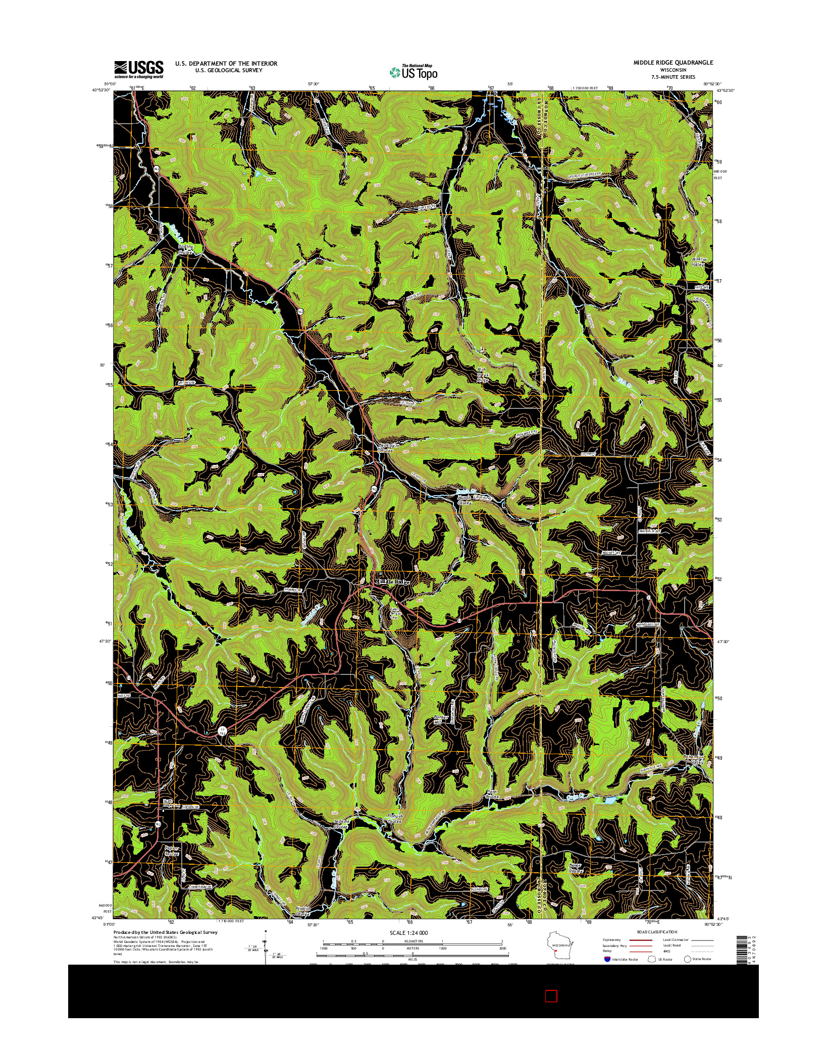 USGS US TOPO 7.5-MINUTE MAP FOR MIDDLE RIDGE, WI 2016