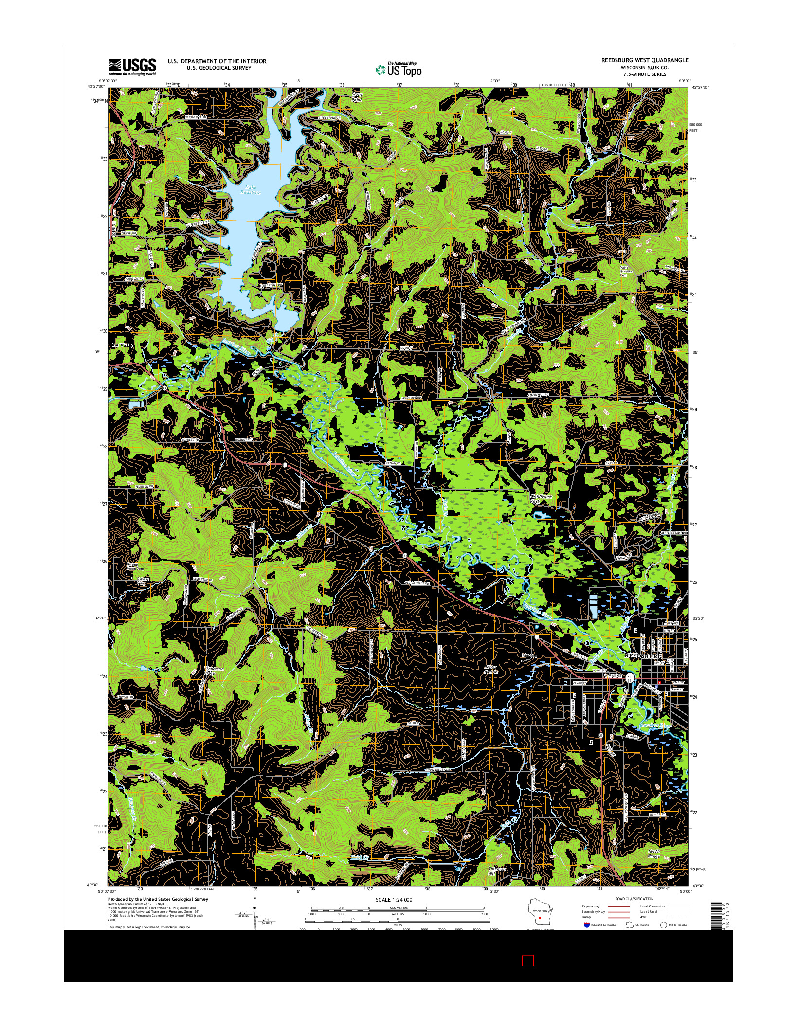 USGS US TOPO 7.5-MINUTE MAP FOR REEDSBURG WEST, WI 2016