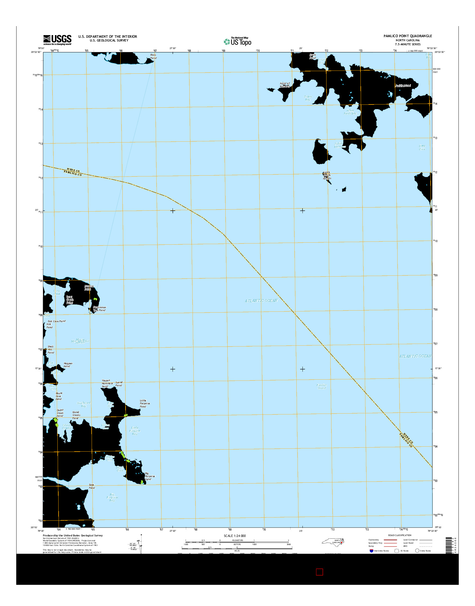 USGS US TOPO 7.5-MINUTE MAP FOR PAMLICO POINT, NC 2016