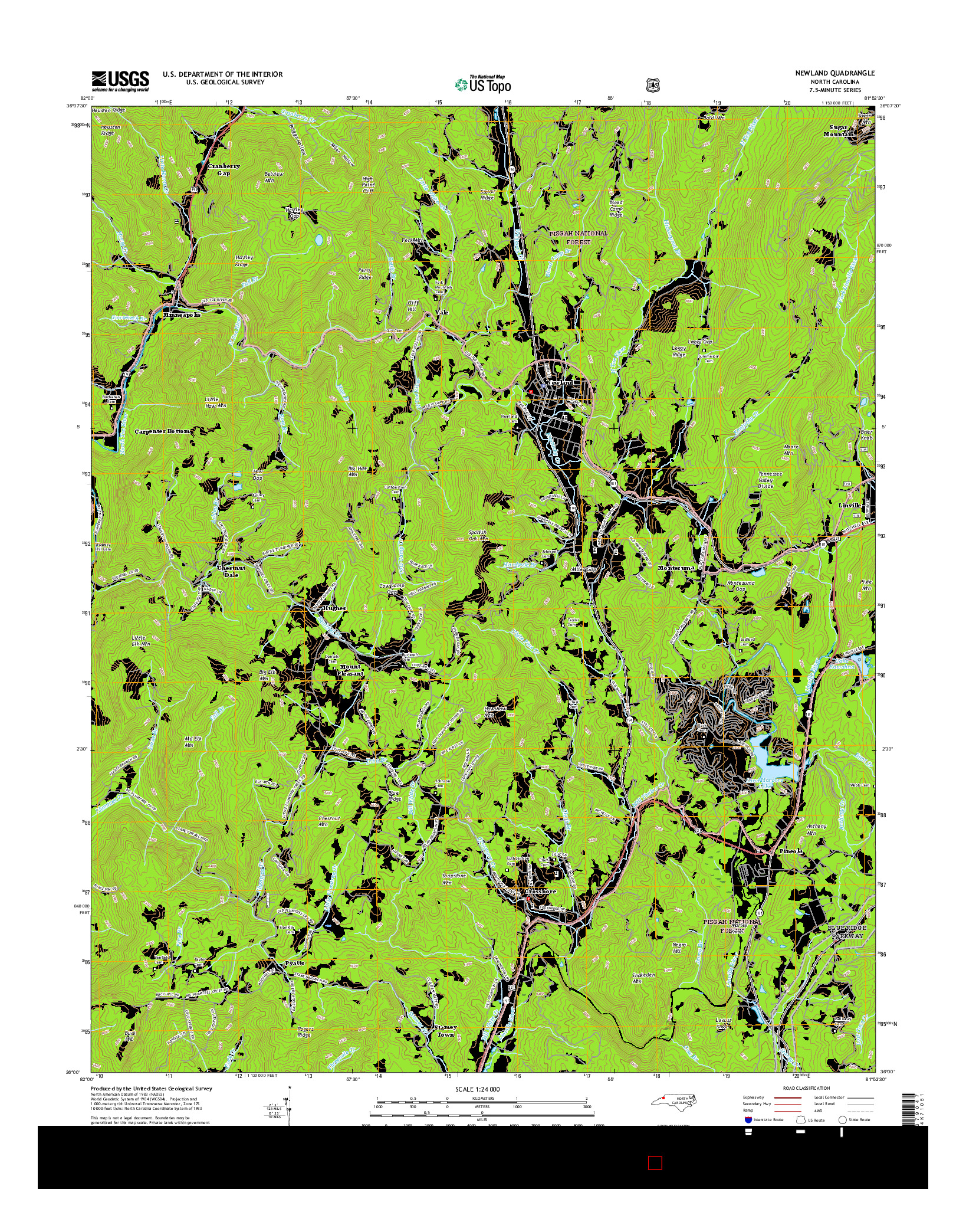 USGS US TOPO 7.5-MINUTE MAP FOR NEWLAND, NC 2016