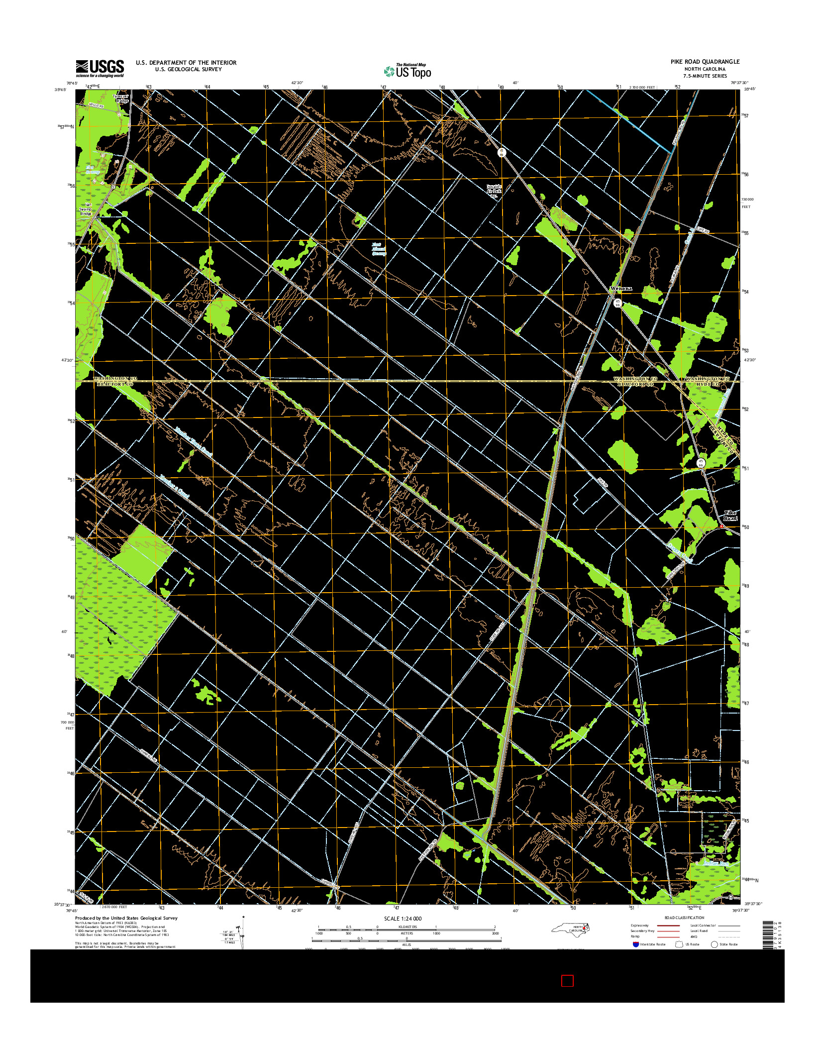 USGS US TOPO 7.5-MINUTE MAP FOR PIKE ROAD, NC 2016