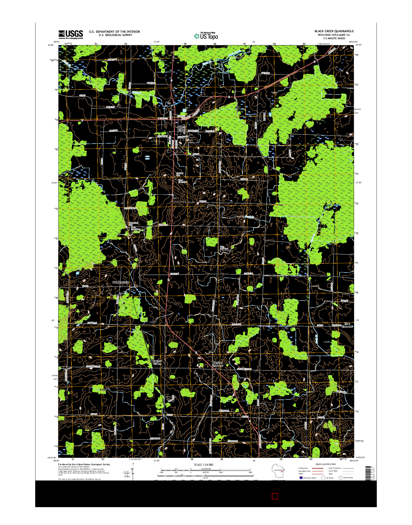 USGS US TOPO 7.5-MINUTE MAP FOR BLACK CREEK, WI 2016