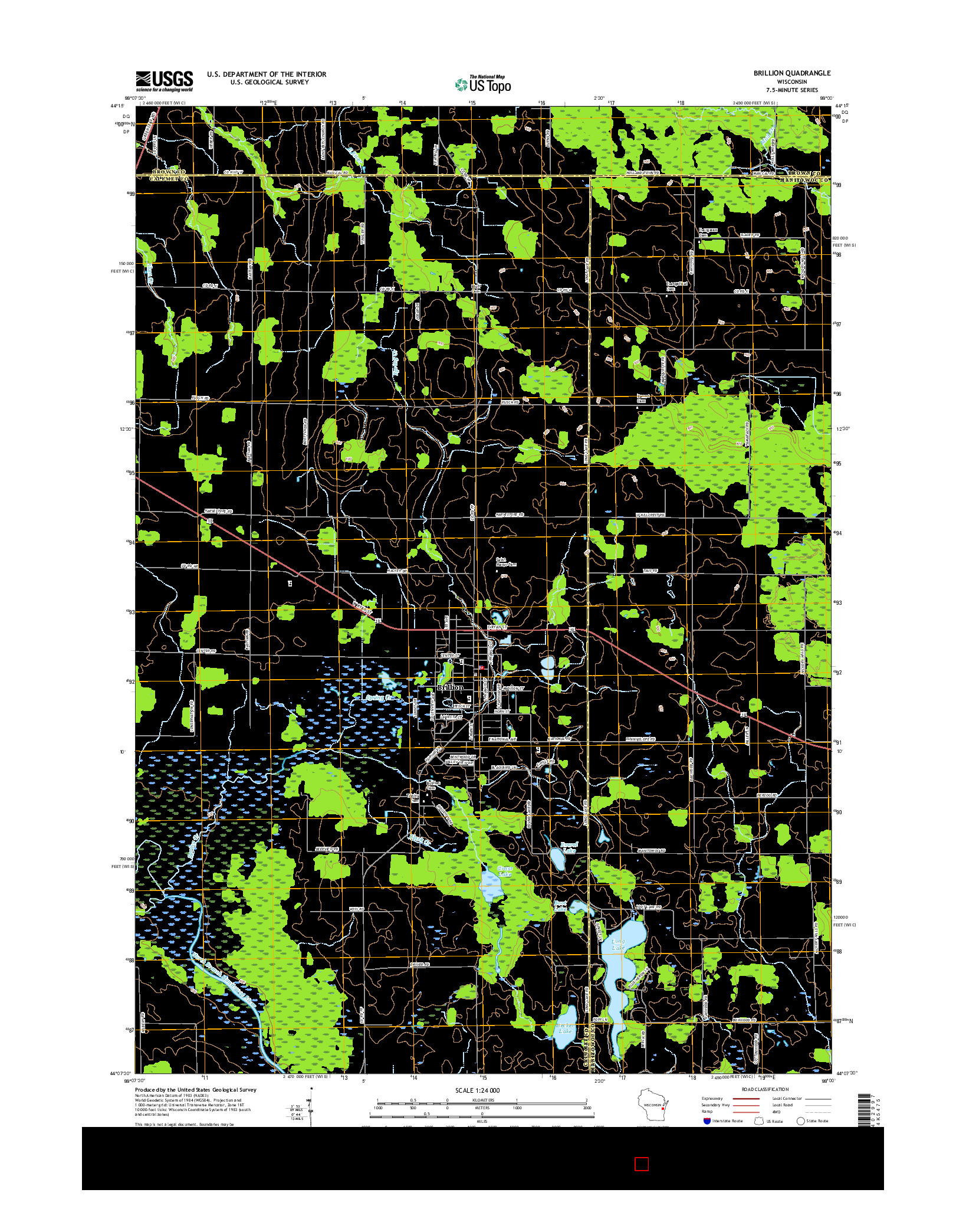 USGS US TOPO 7.5-MINUTE MAP FOR BRILLION, WI 2016