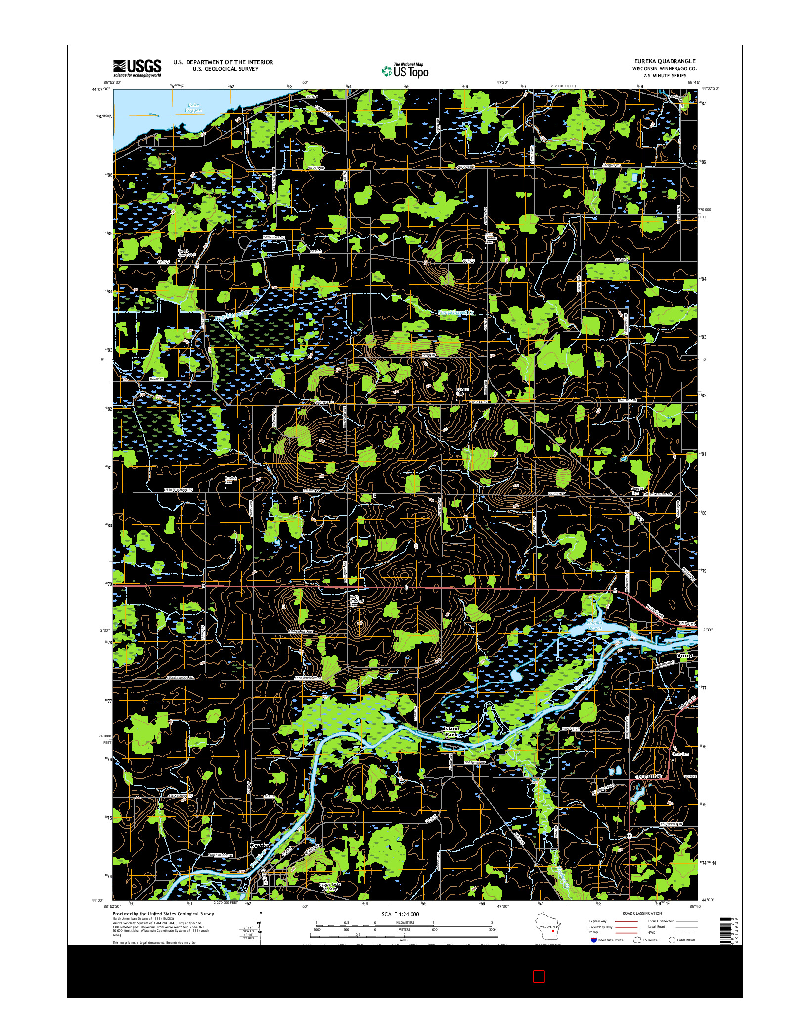 USGS US TOPO 7.5-MINUTE MAP FOR EUREKA, WI 2016