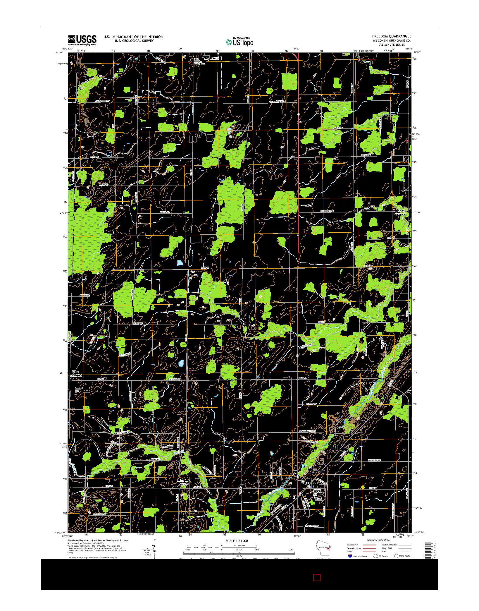 USGS US TOPO 7.5-MINUTE MAP FOR FREEDOM, WI 2016