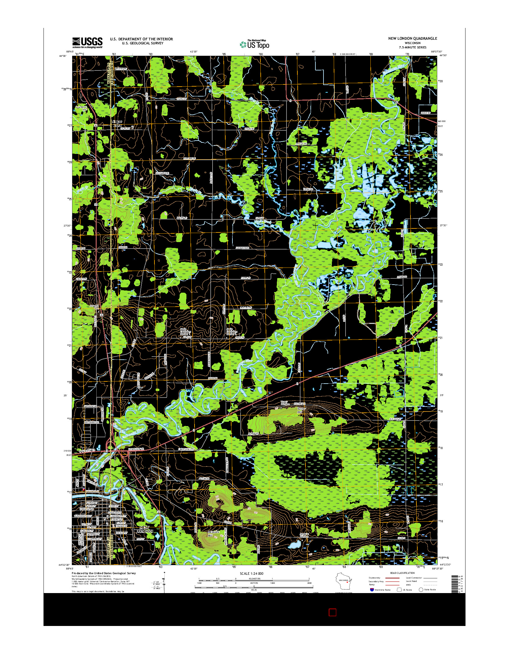 USGS US TOPO 7.5-MINUTE MAP FOR NEW LONDON, WI 2016