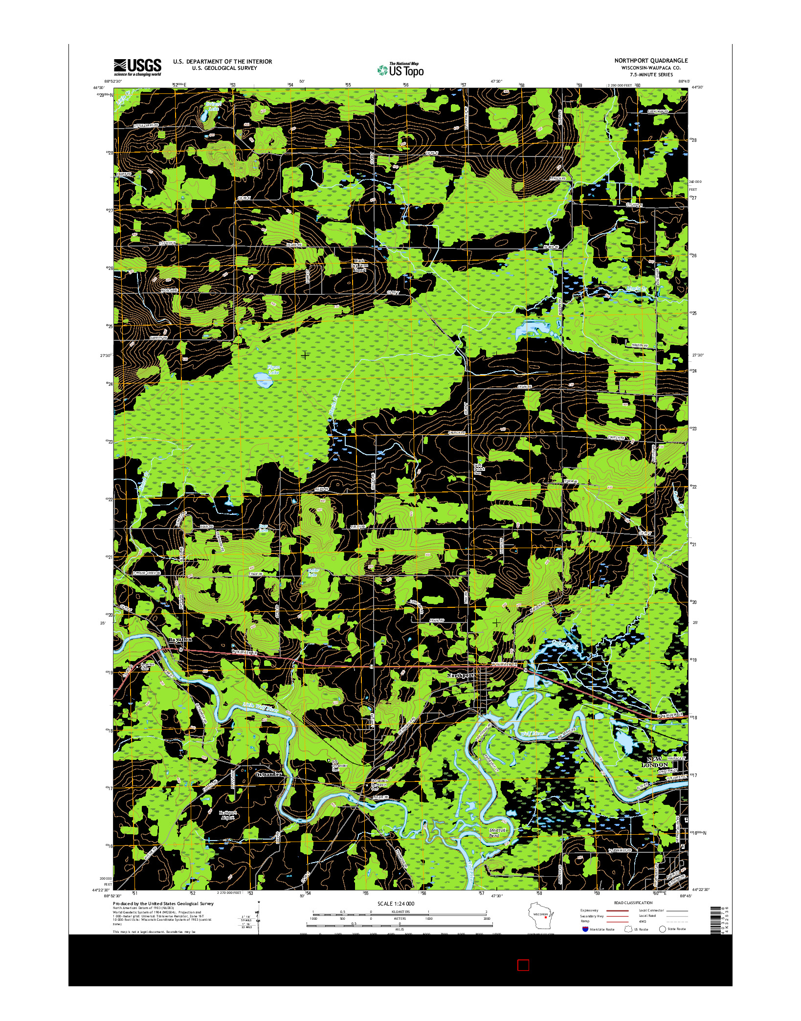 USGS US TOPO 7.5-MINUTE MAP FOR NORTHPORT, WI 2016