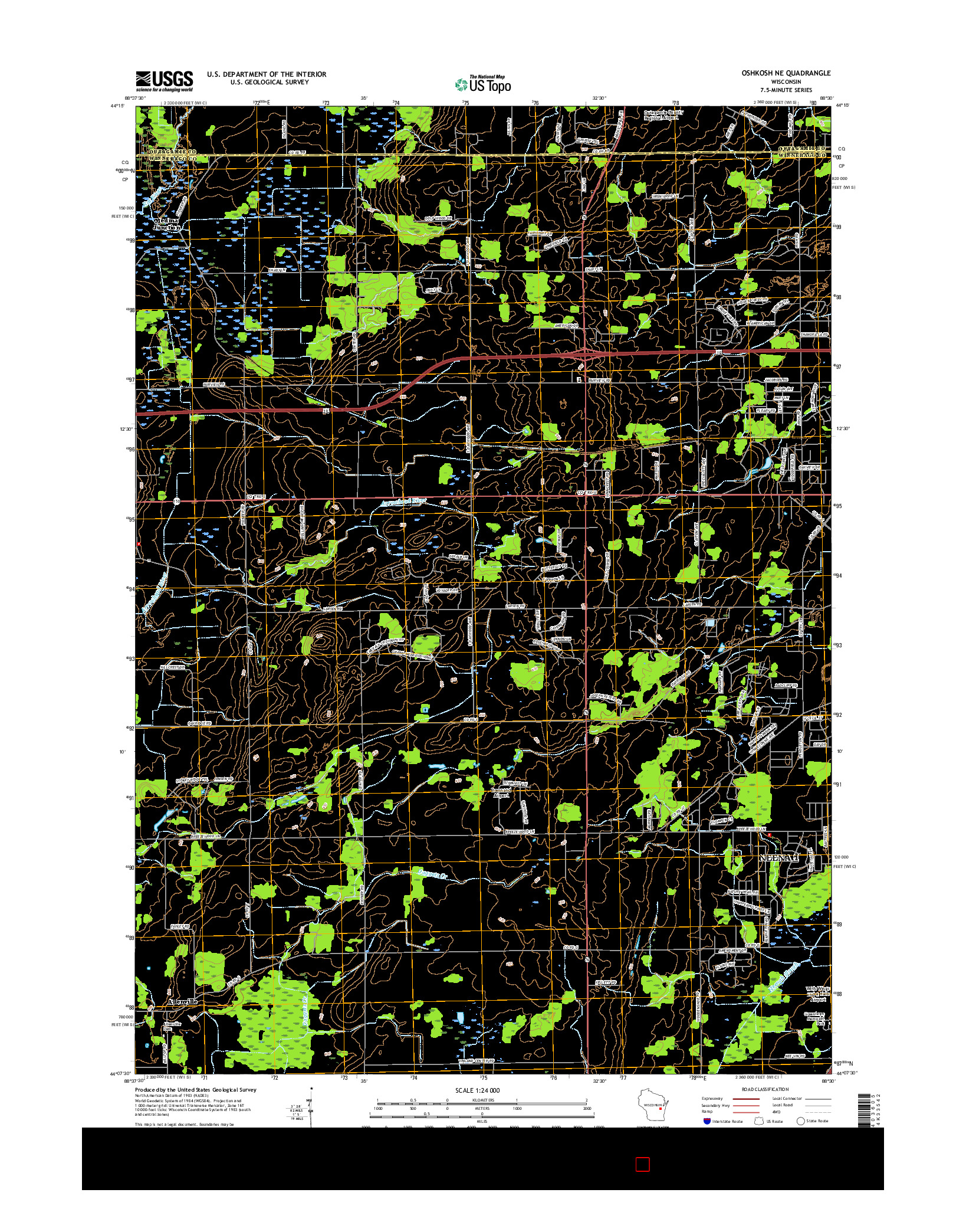 USGS US TOPO 7.5-MINUTE MAP FOR OSHKOSH NE, WI 2016