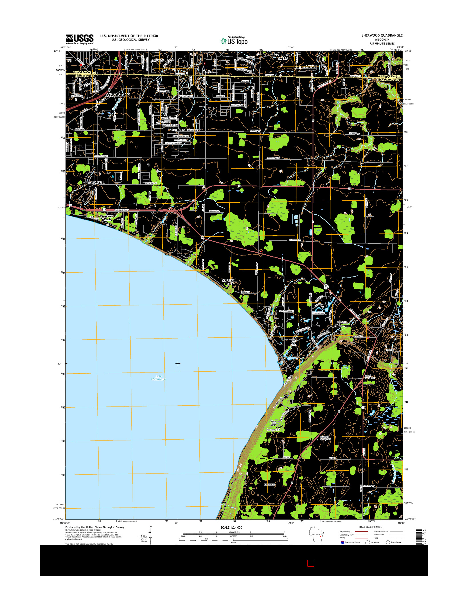 USGS US TOPO 7.5-MINUTE MAP FOR SHERWOOD, WI 2016