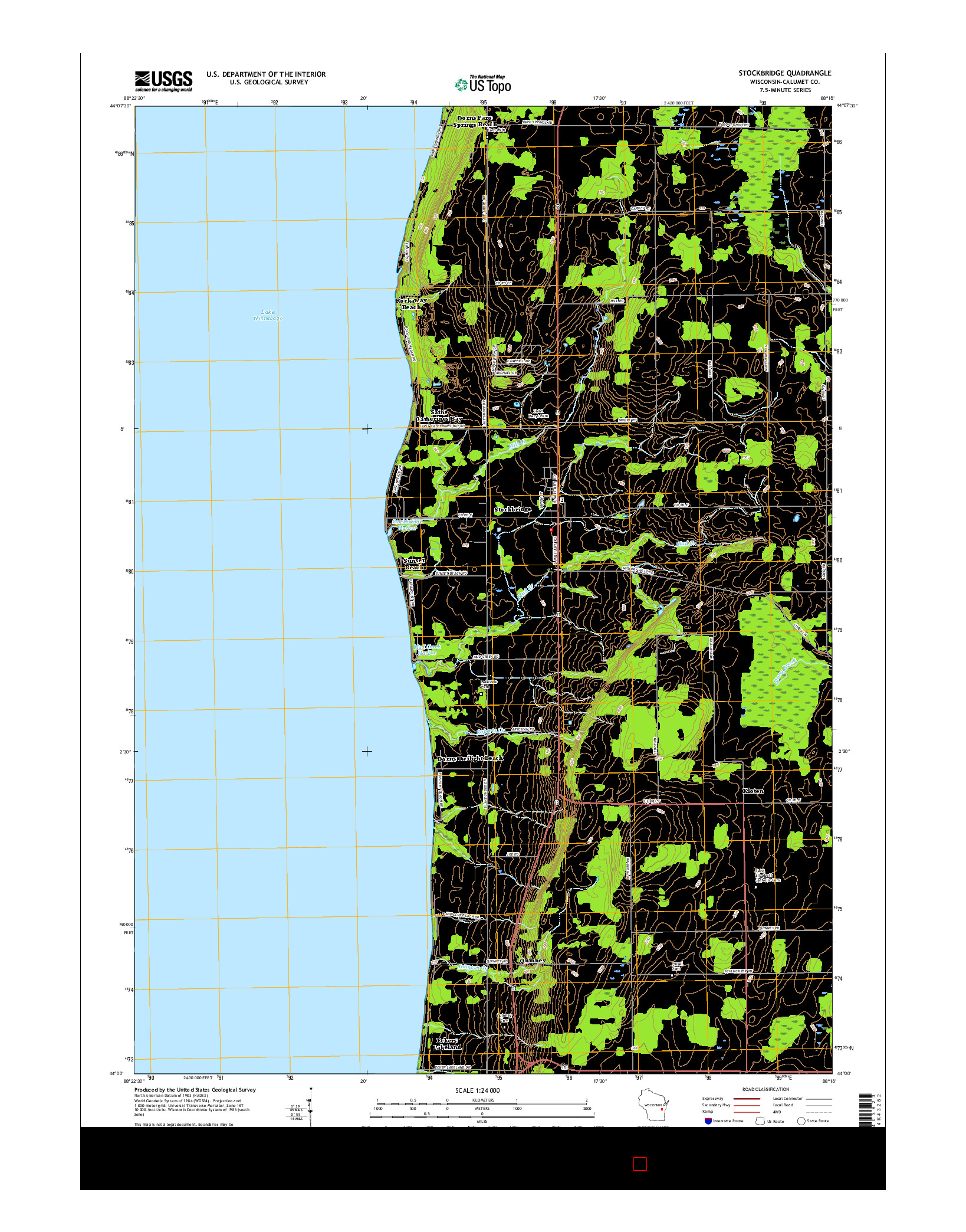 USGS US TOPO 7.5-MINUTE MAP FOR STOCKBRIDGE, WI 2016