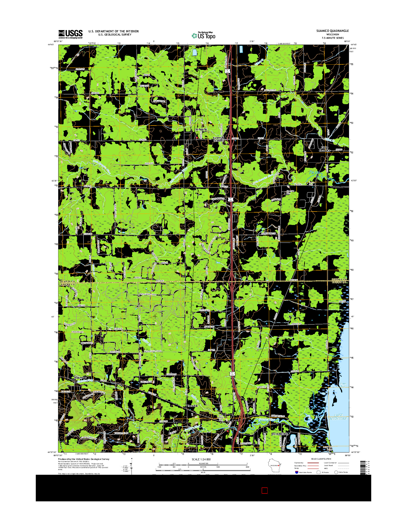 USGS US TOPO 7.5-MINUTE MAP FOR SUAMICO, WI 2016