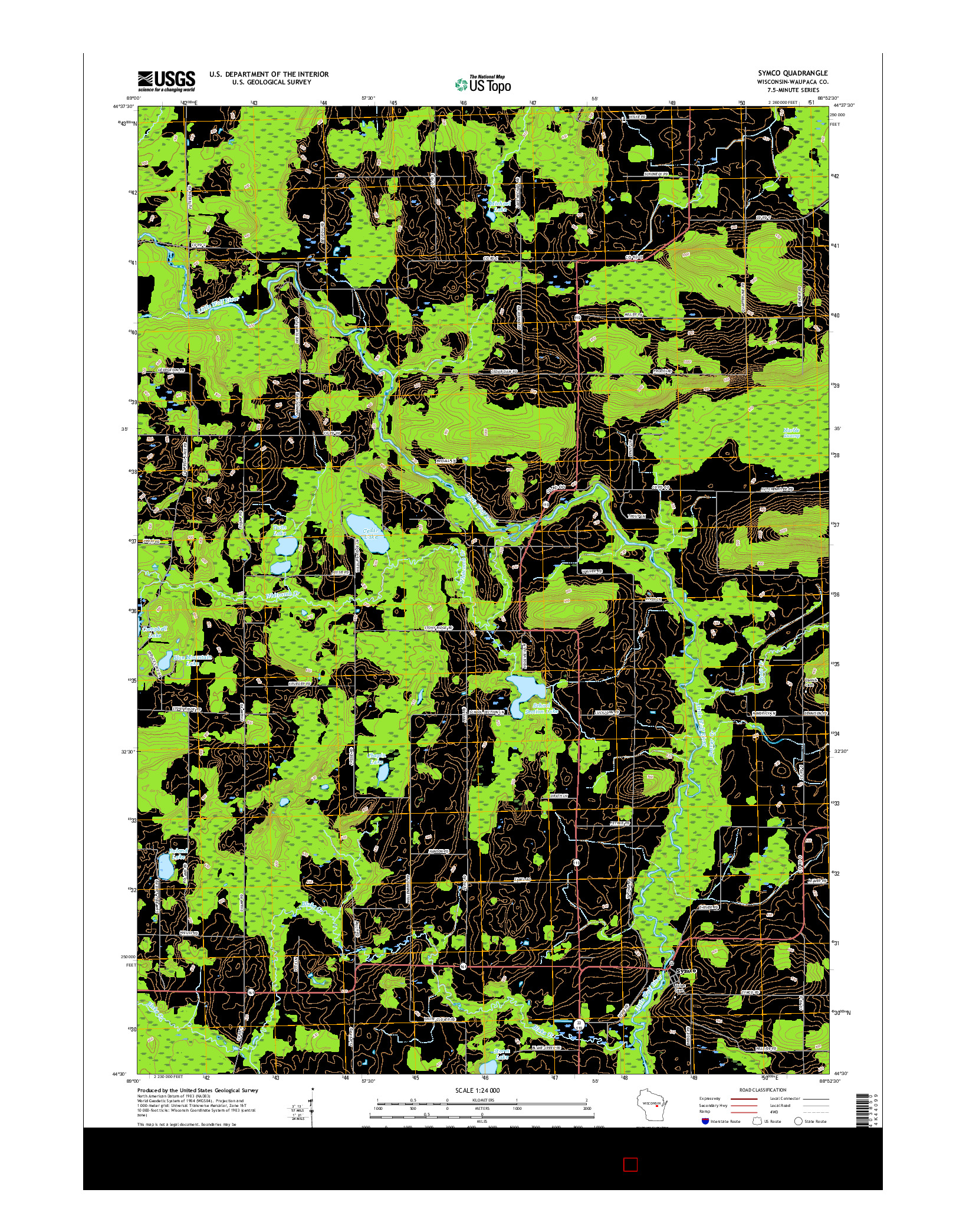 USGS US TOPO 7.5-MINUTE MAP FOR SYMCO, WI 2016