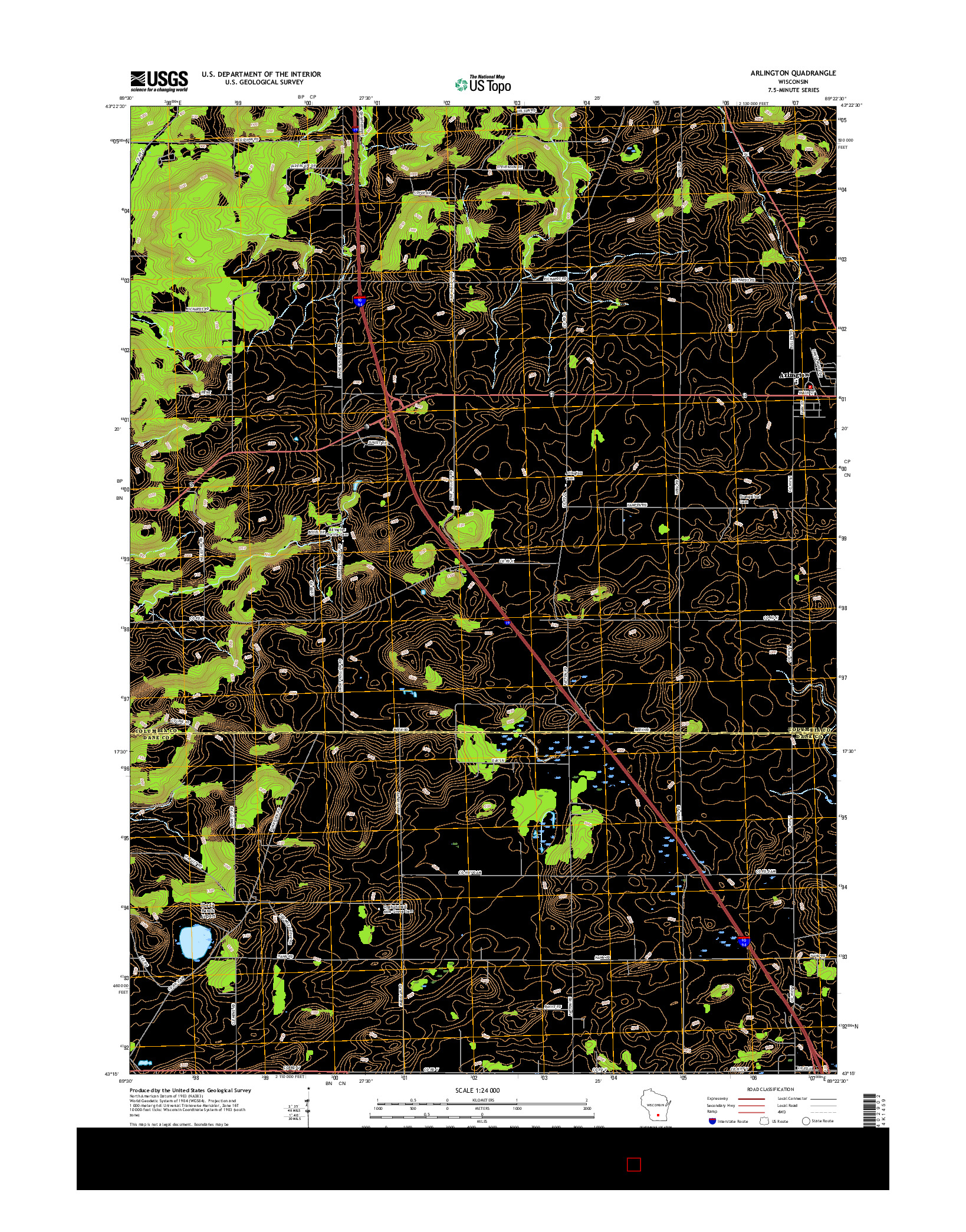 USGS US TOPO 7.5-MINUTE MAP FOR ARLINGTON, WI 2016