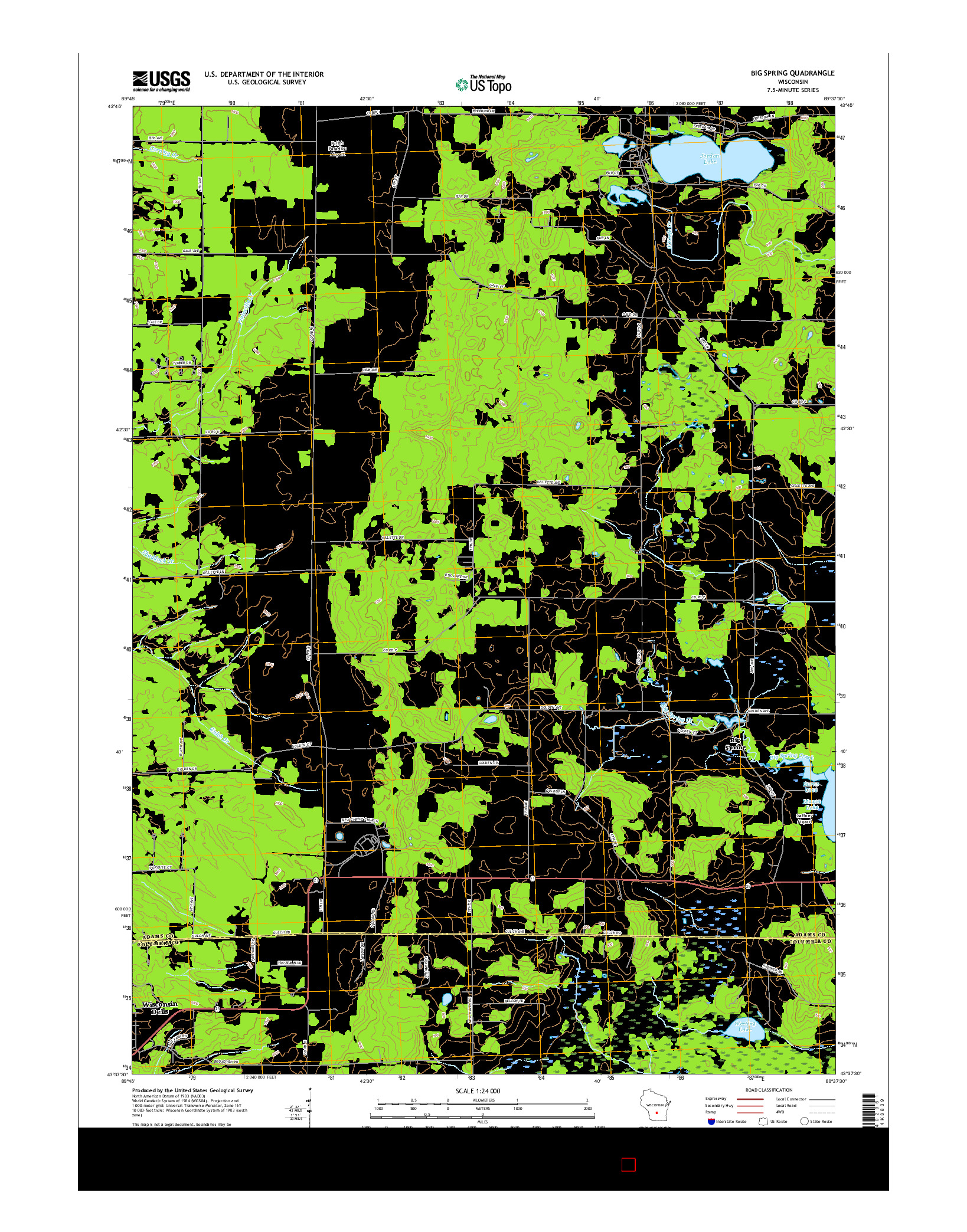 USGS US TOPO 7.5-MINUTE MAP FOR BIG SPRING, WI 2016