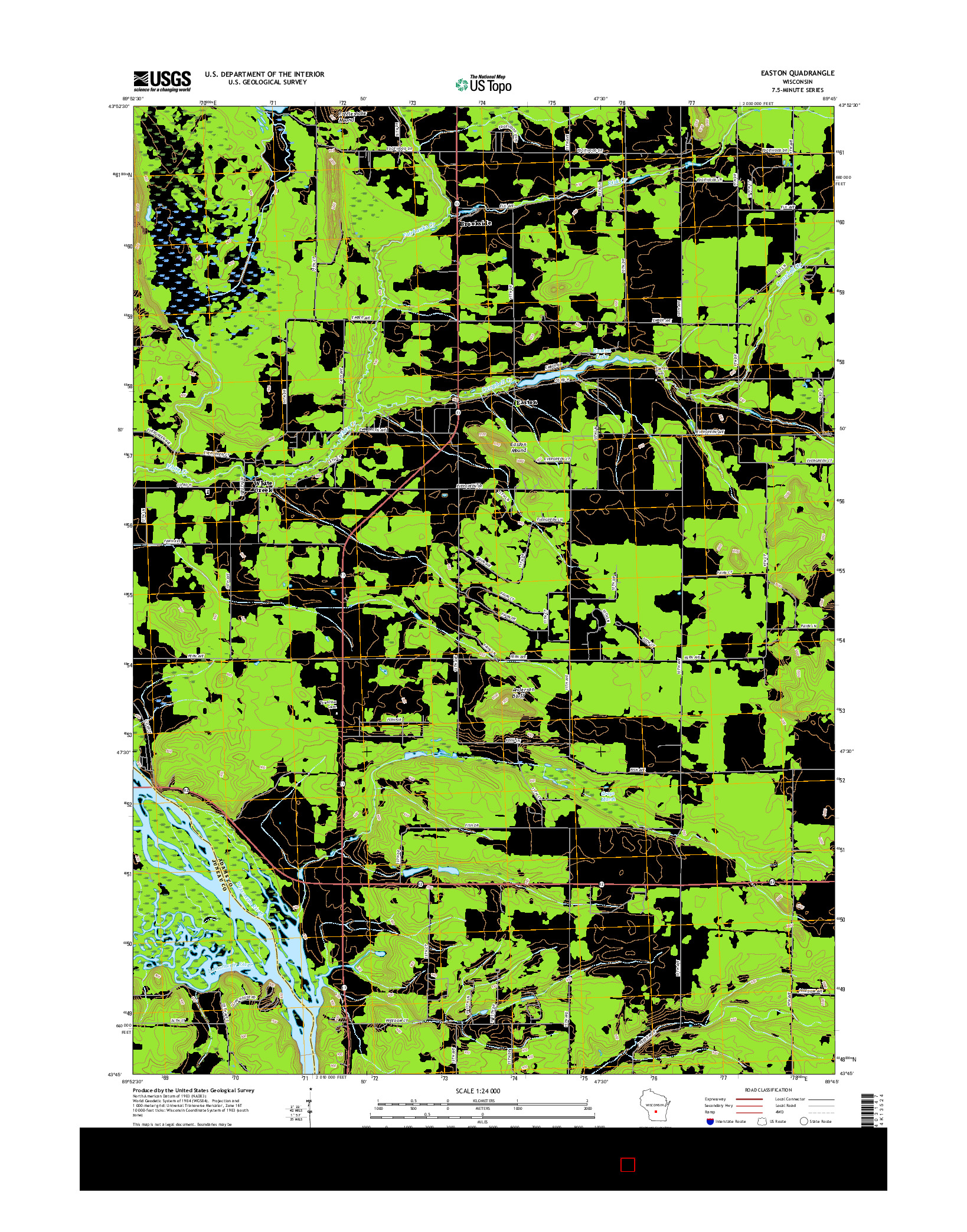 USGS US TOPO 7.5-MINUTE MAP FOR EASTON, WI 2016