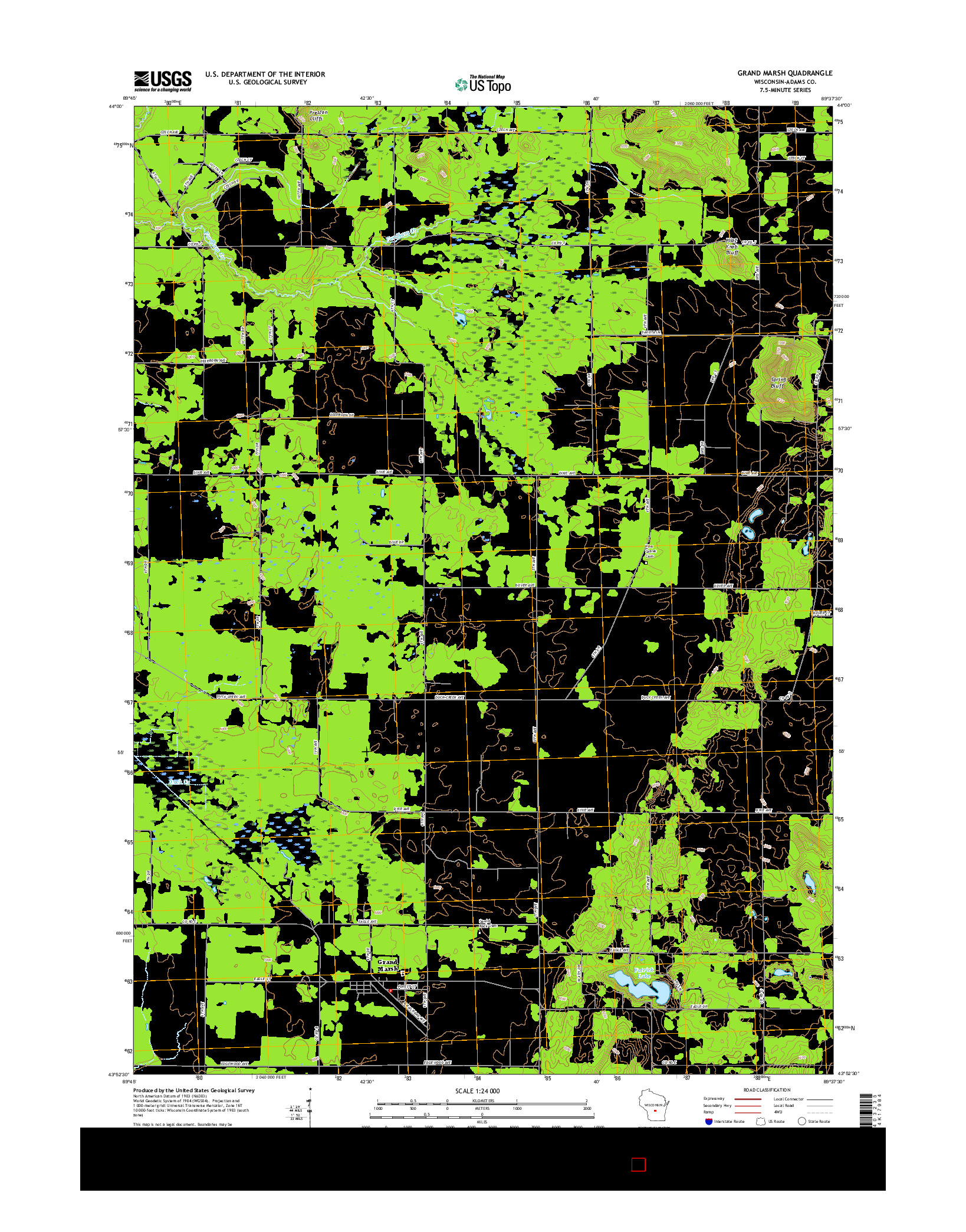USGS US TOPO 7.5-MINUTE MAP FOR GRAND MARSH, WI 2016