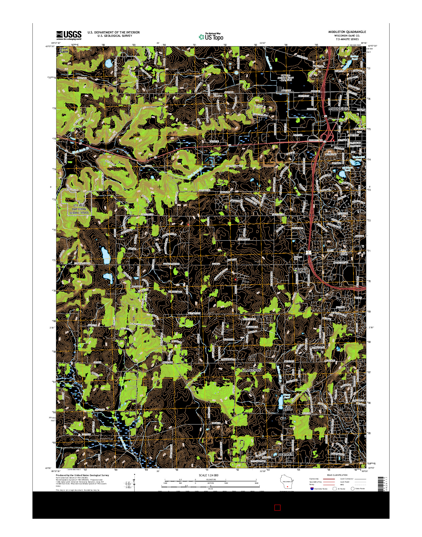 USGS US TOPO 7.5-MINUTE MAP FOR MIDDLETON, WI 2016