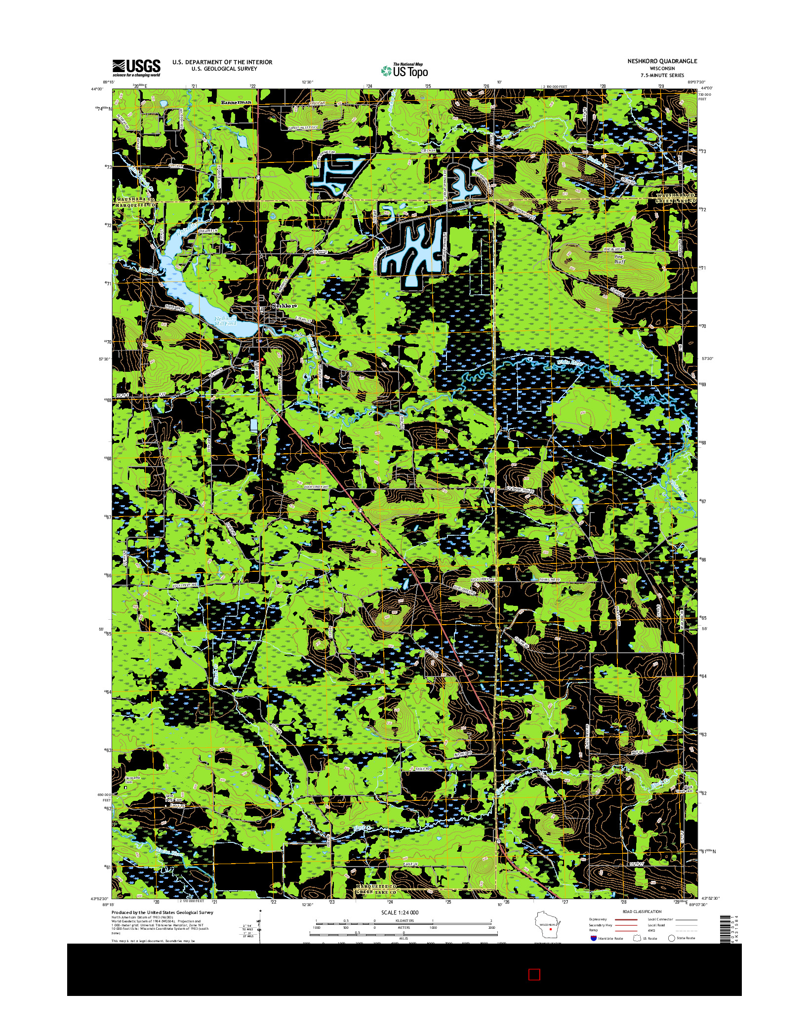 USGS US TOPO 7.5-MINUTE MAP FOR NESHKORO, WI 2016