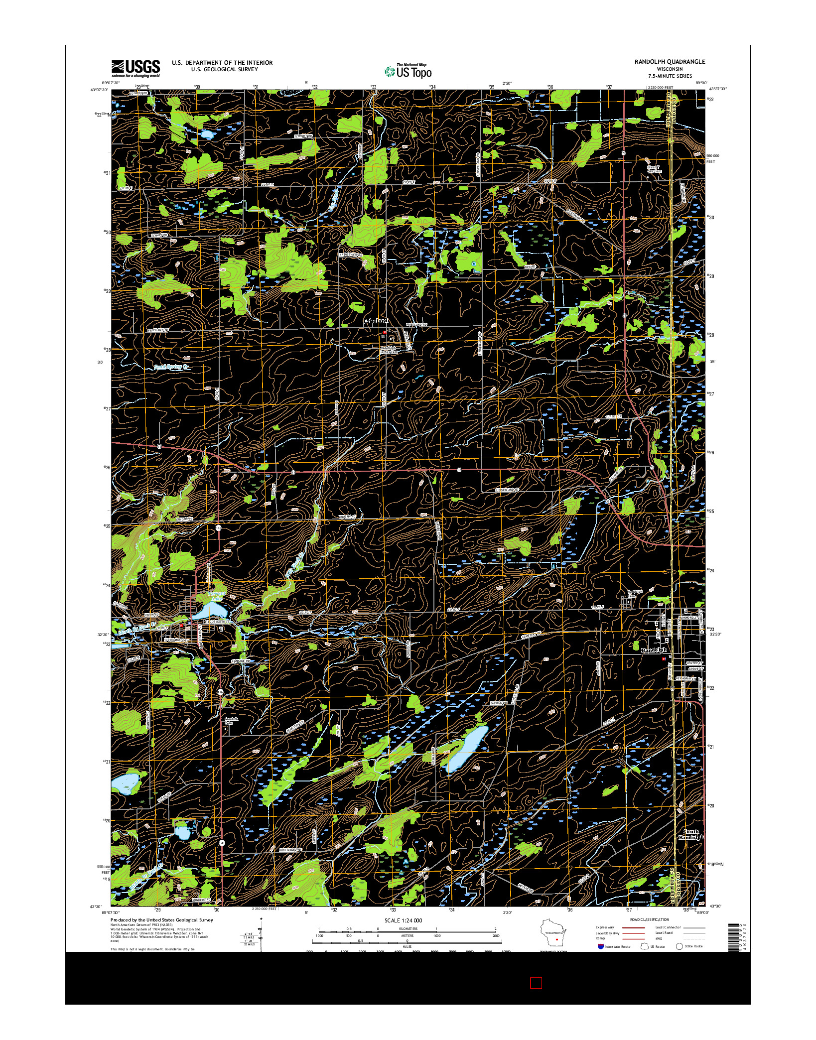 USGS US TOPO 7.5-MINUTE MAP FOR RANDOLPH, WI 2016
