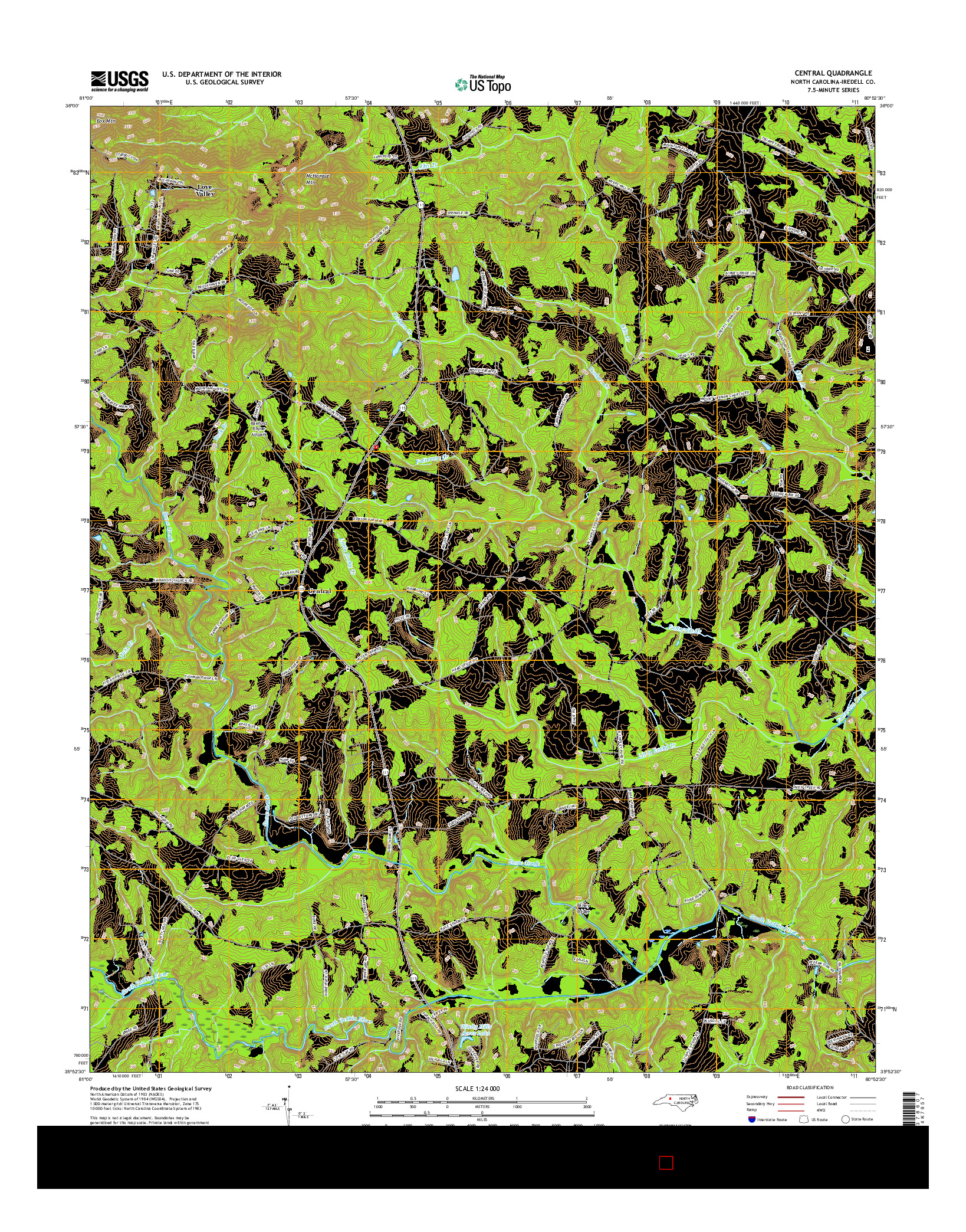 USGS US TOPO 7.5-MINUTE MAP FOR CENTRAL, NC 2016