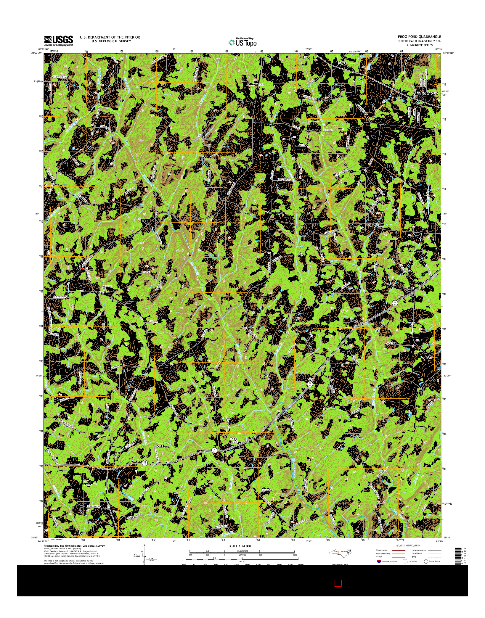 USGS US TOPO 7.5-MINUTE MAP FOR FROG POND, NC 2016