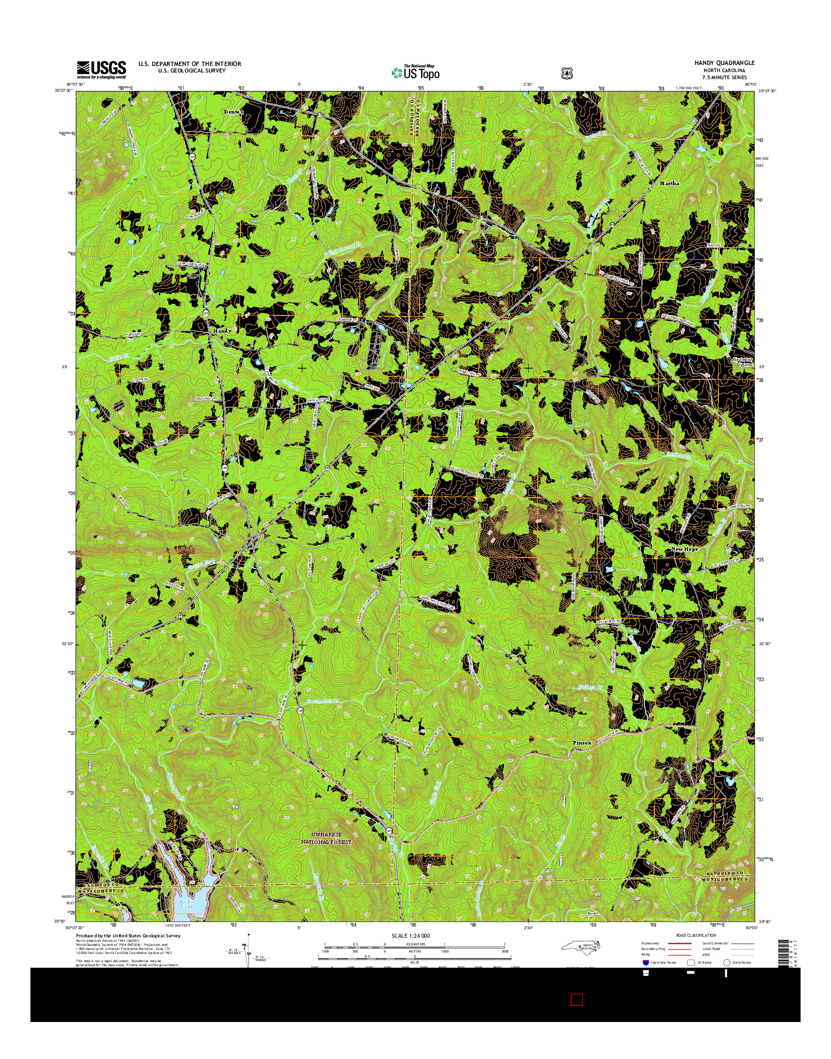 USGS US TOPO 7.5-MINUTE MAP FOR HANDY, NC 2016