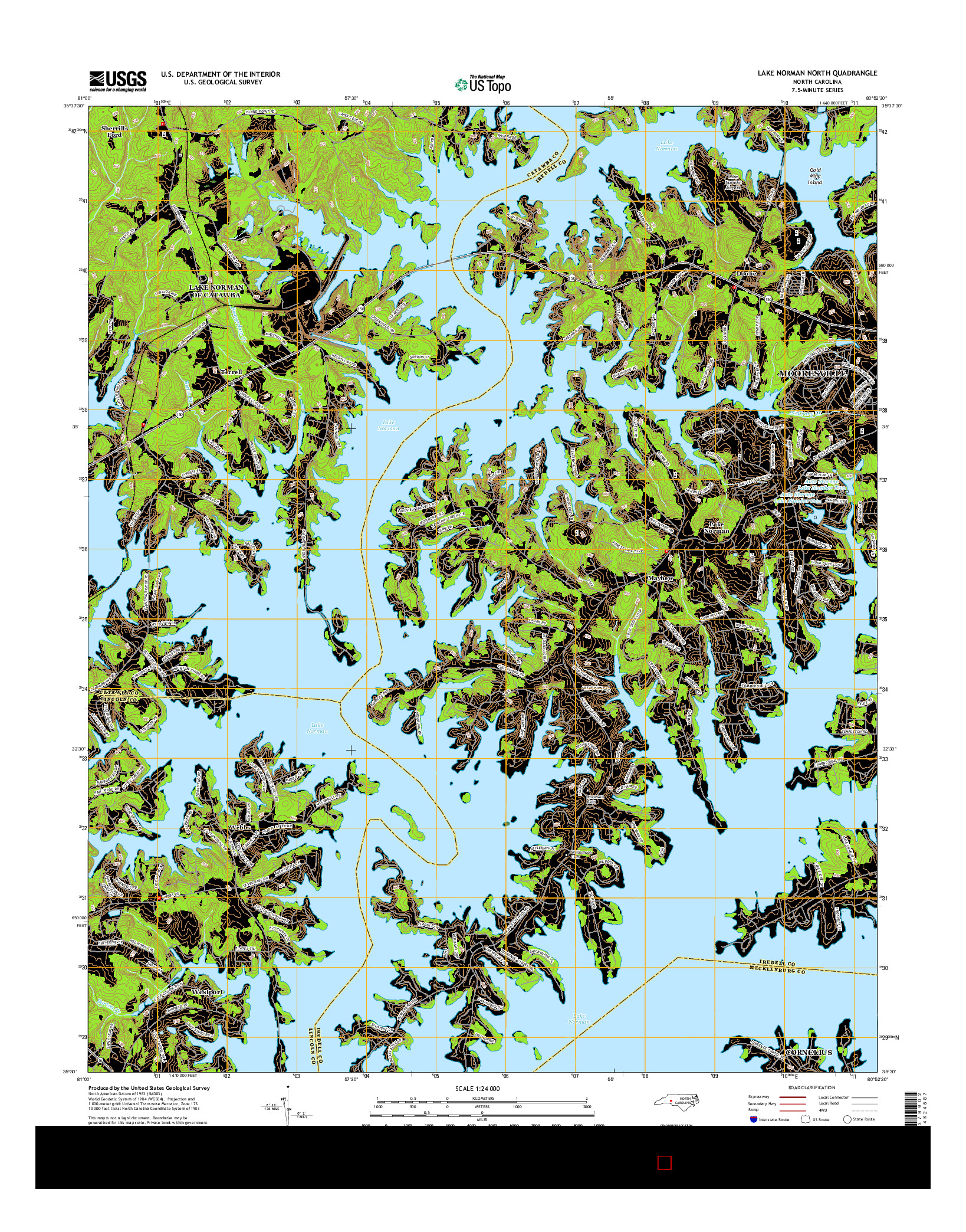 USGS US TOPO 7.5-MINUTE MAP FOR LAKE NORMAN NORTH, NC 2016