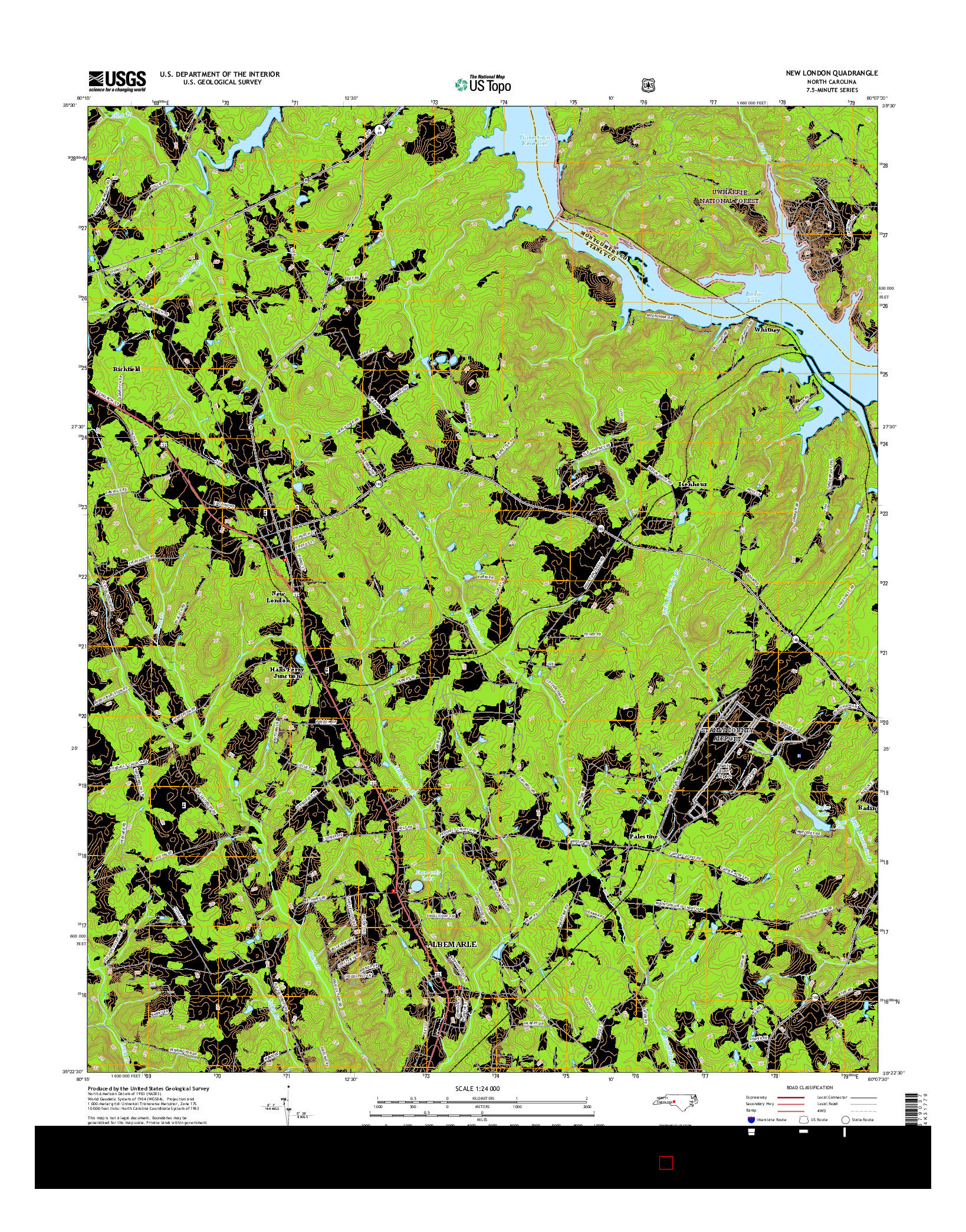USGS US TOPO 7.5-MINUTE MAP FOR NEW LONDON, NC 2016
