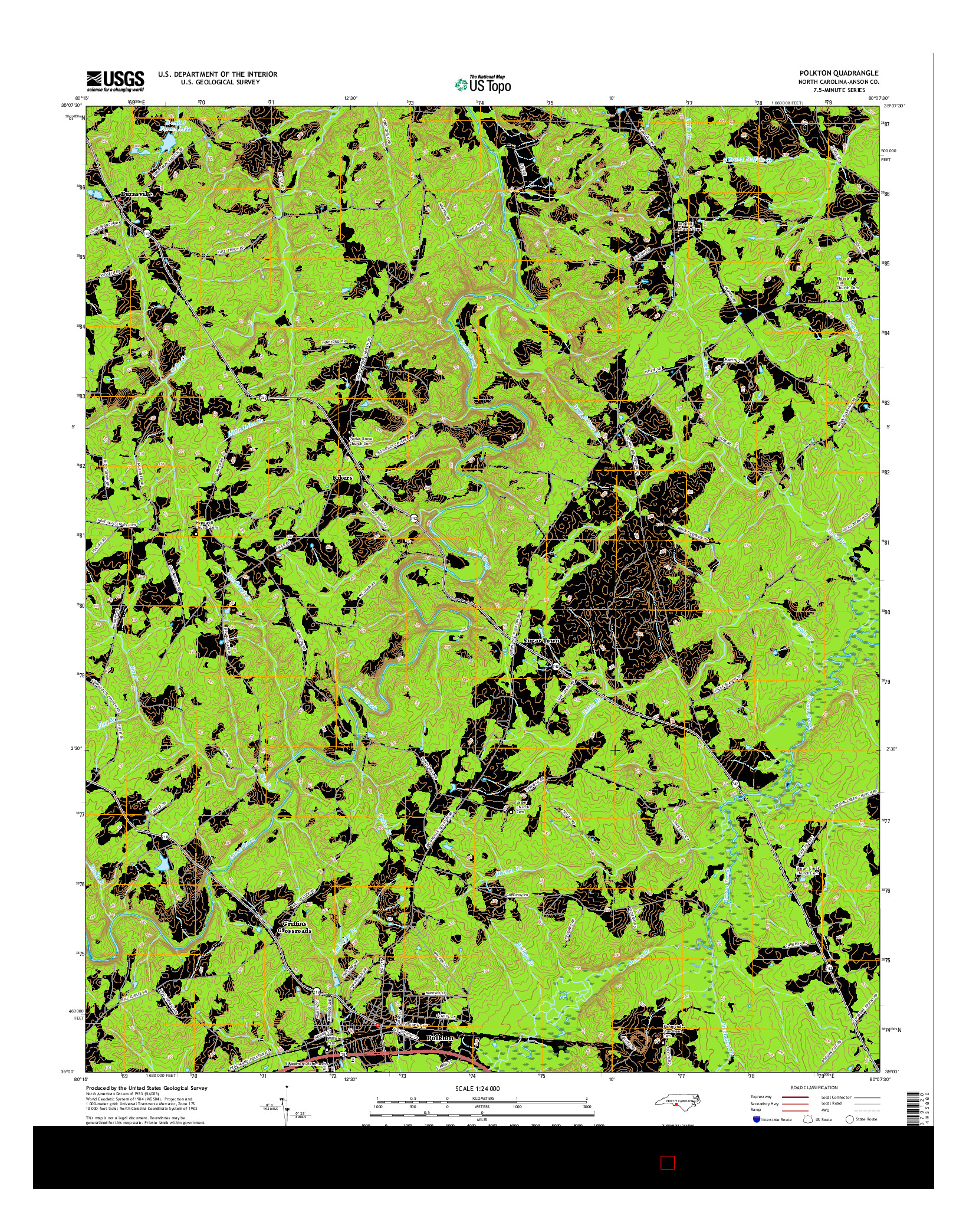 USGS US TOPO 7.5-MINUTE MAP FOR POLKTON, NC 2016