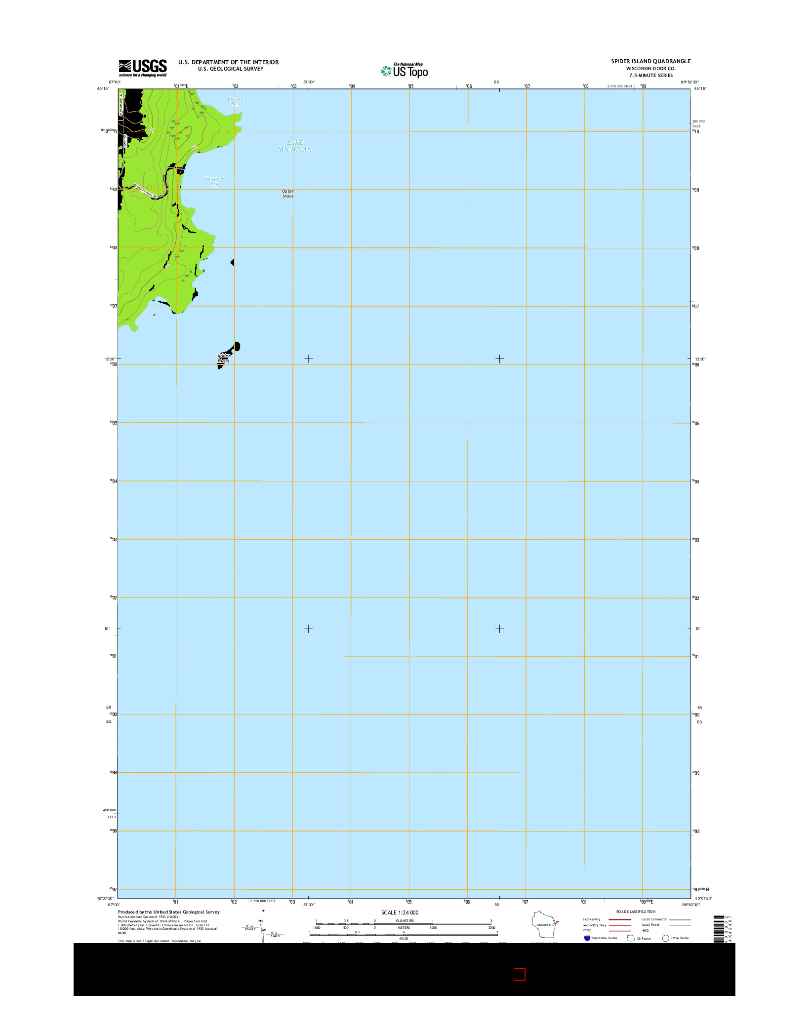 USGS US TOPO 7.5-MINUTE MAP FOR SPIDER ISLAND, WI 2016