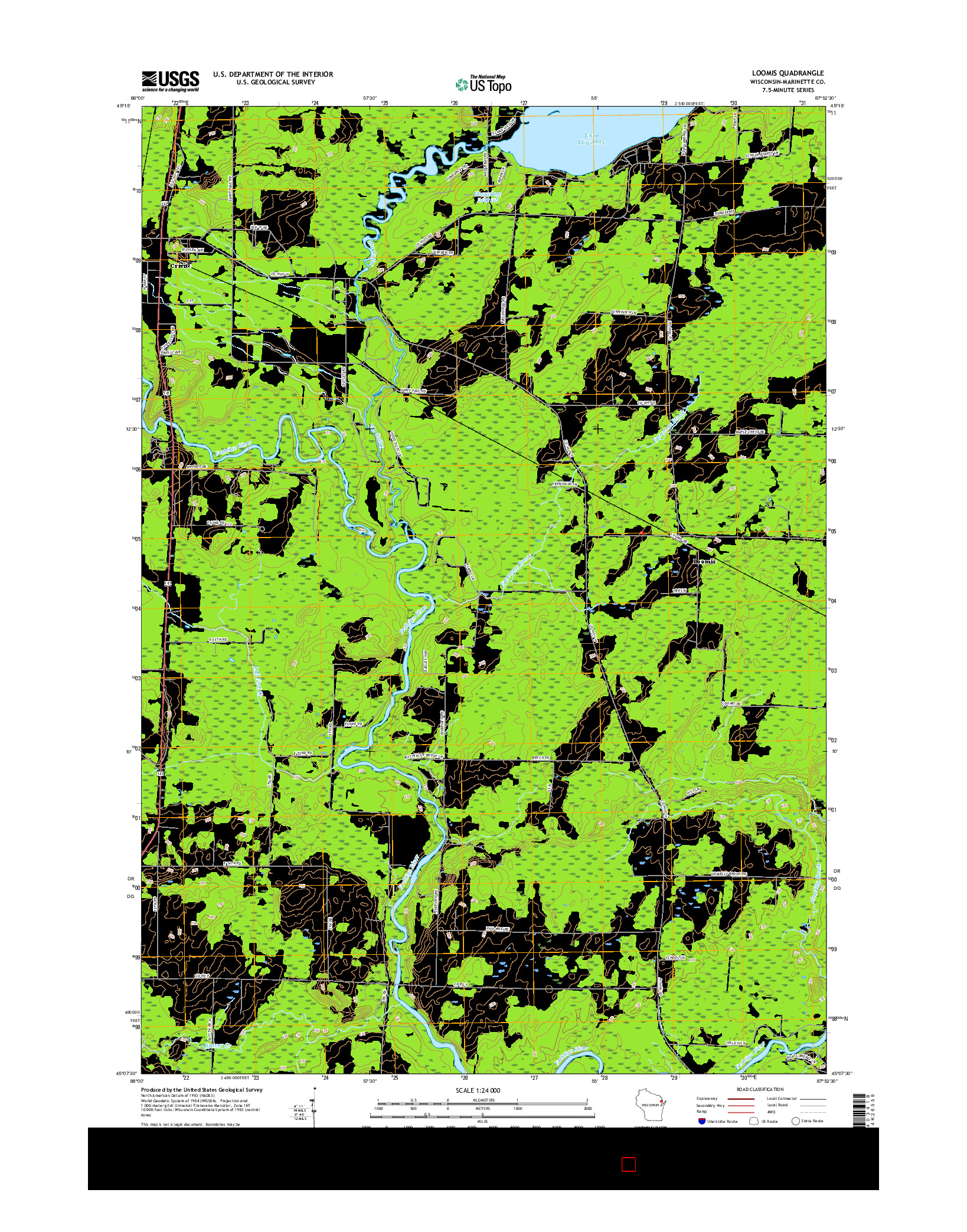 USGS US TOPO 7.5-MINUTE MAP FOR LOOMIS, WI 2016