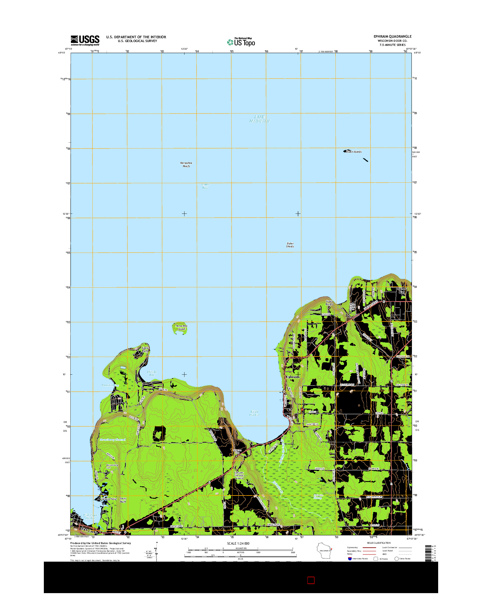 USGS US TOPO 7.5-MINUTE MAP FOR EPHRAIM, WI 2016