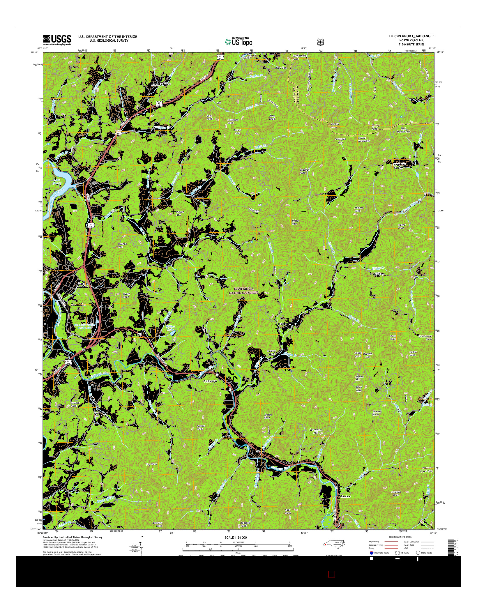 USGS US TOPO 7.5-MINUTE MAP FOR CORBIN KNOB, NC 2016