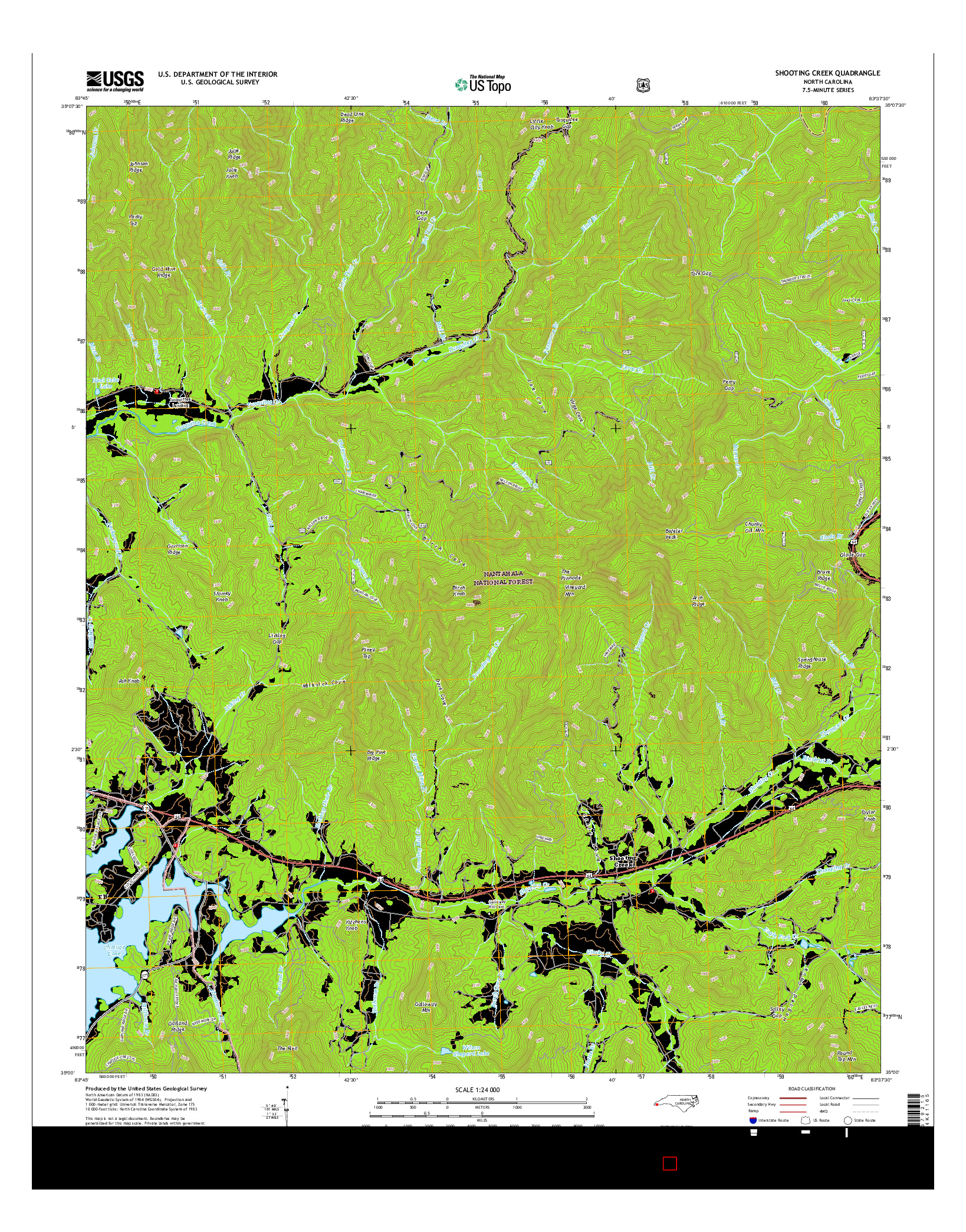USGS US TOPO 7.5-MINUTE MAP FOR SHOOTING CREEK, NC 2016