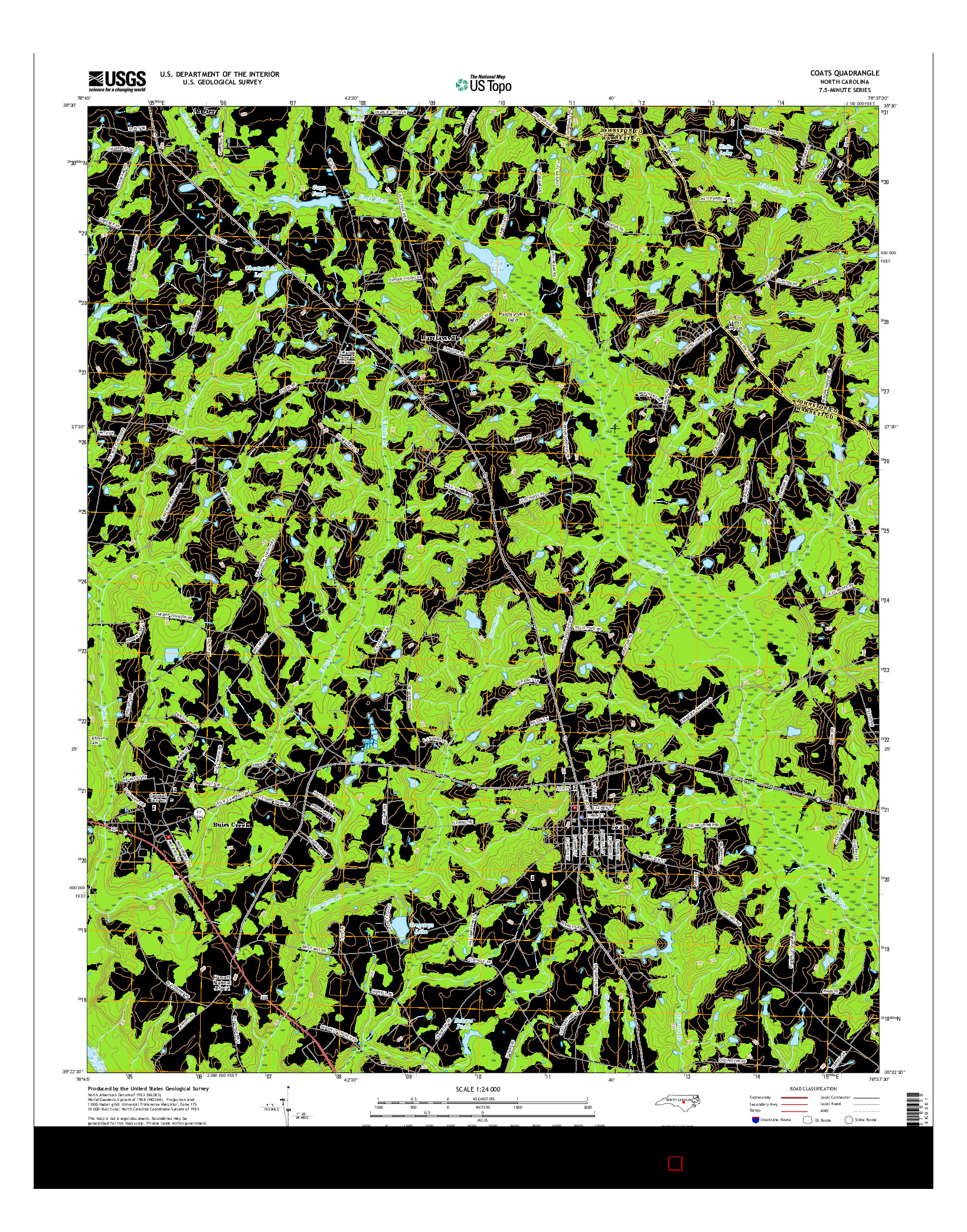 USGS US TOPO 7.5-MINUTE MAP FOR COATS, NC 2016