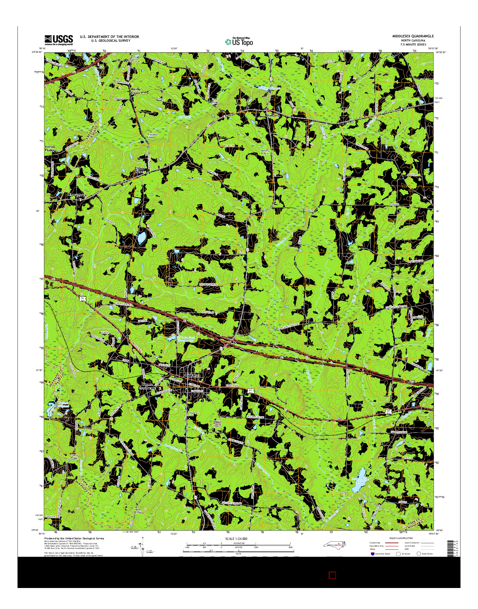 USGS US TOPO 7.5-MINUTE MAP FOR MIDDLESEX, NC 2016