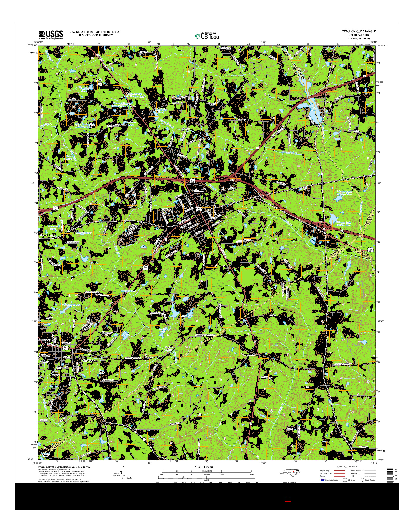 USGS US TOPO 7.5-MINUTE MAP FOR ZEBULON, NC 2016