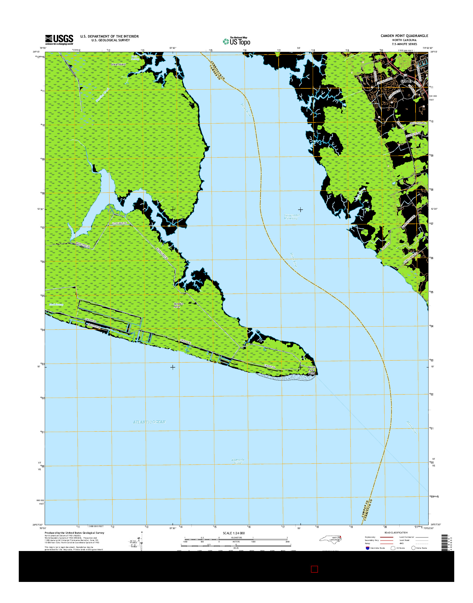 USGS US TOPO 7.5-MINUTE MAP FOR CAMDEN POINT, NC 2016