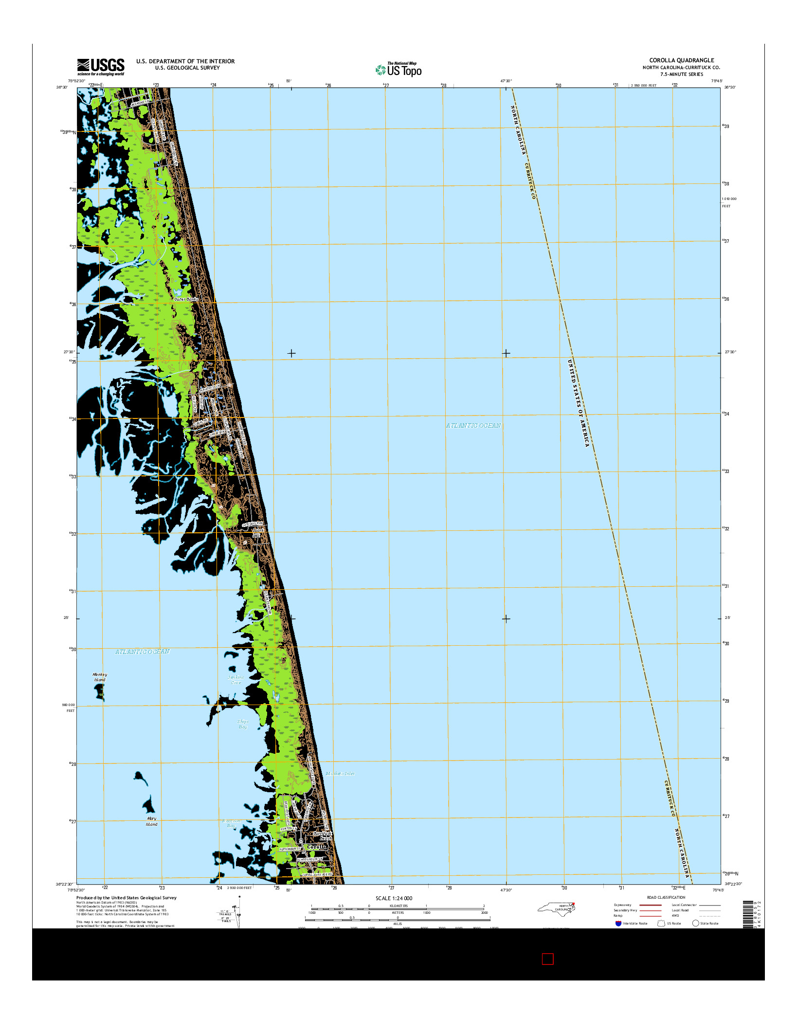 USGS US TOPO 7.5-MINUTE MAP FOR COROLLA, NC 2016