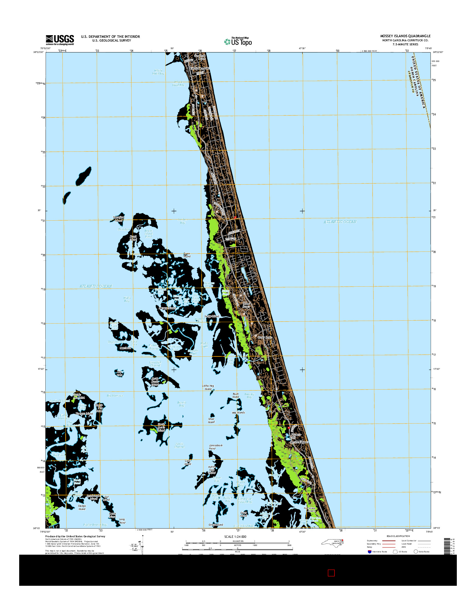 USGS US TOPO 7.5-MINUTE MAP FOR MOSSEY ISLANDS, NC 2016